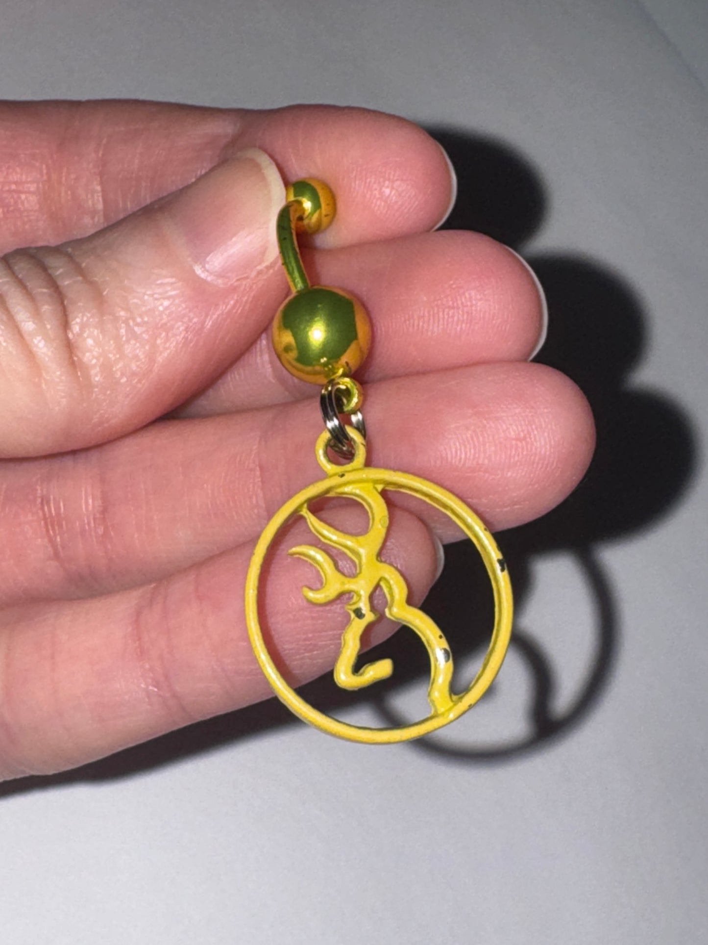 Yellow Titanium Browning Dangle Belly Ring