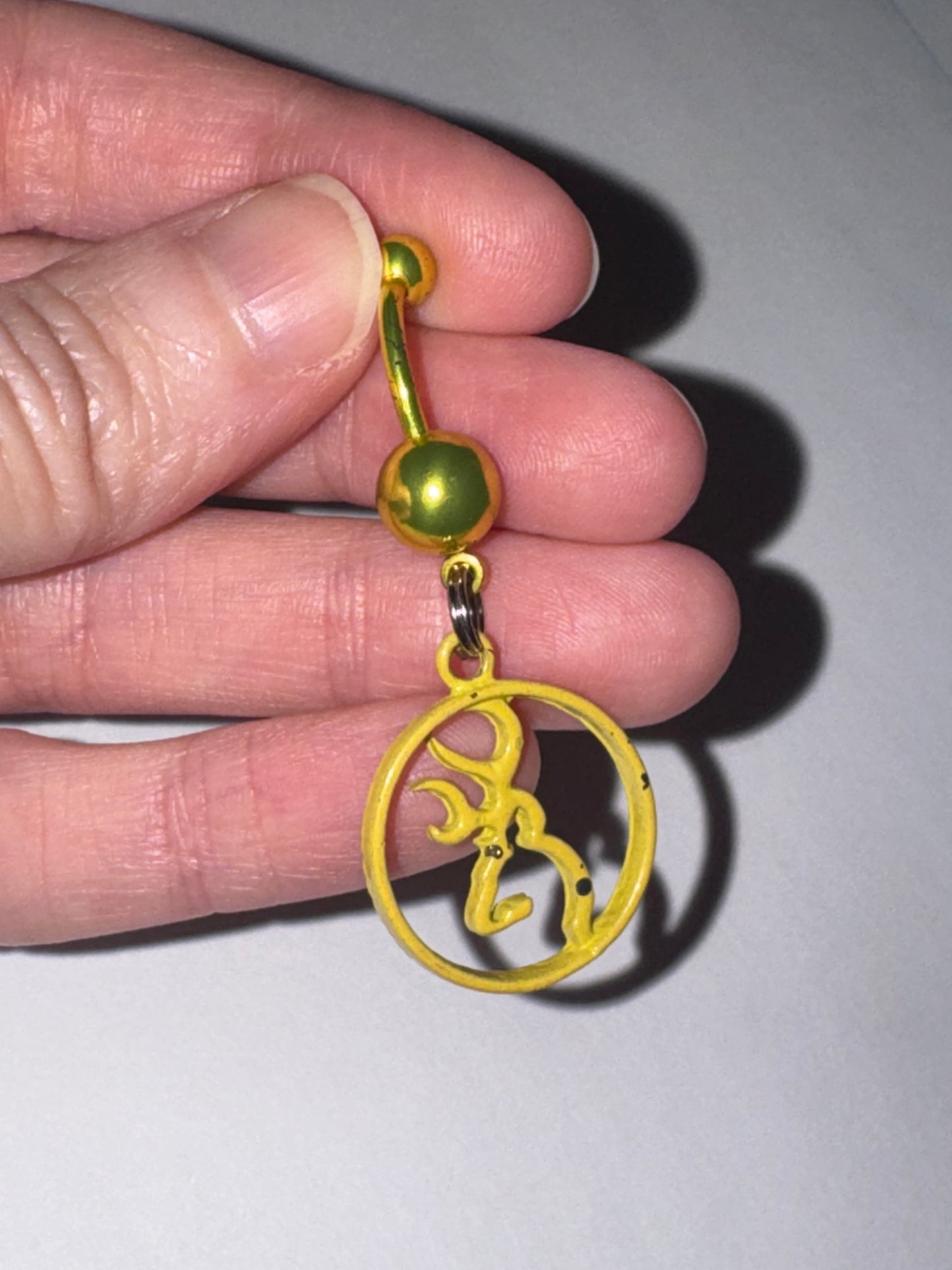 Yellow Titanium Browning Dangle Belly Ring