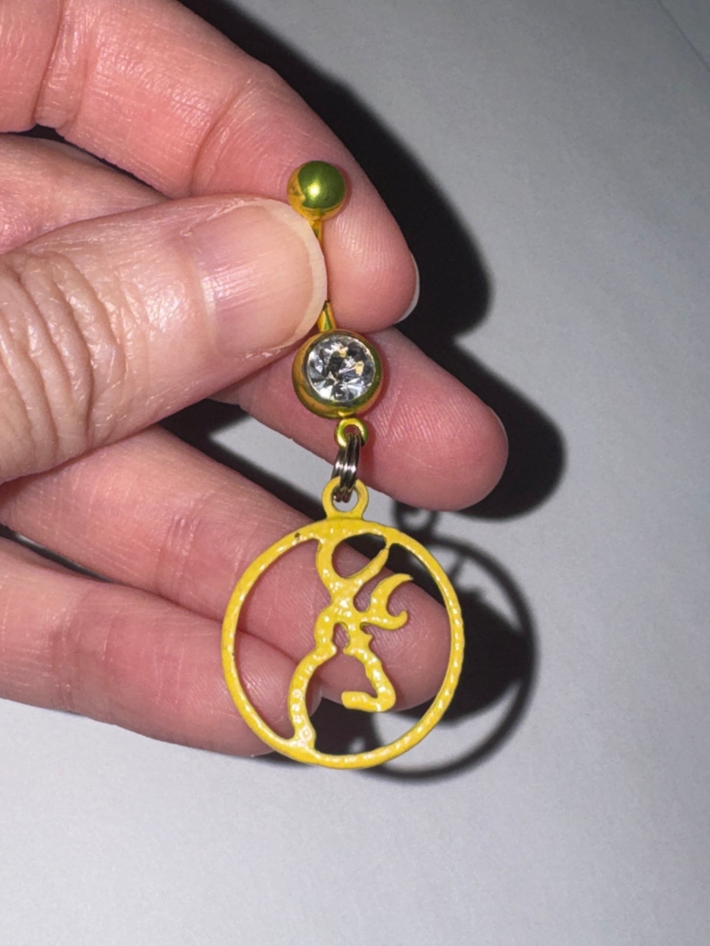 Yellow Titanium Browning Dangle Belly Ring