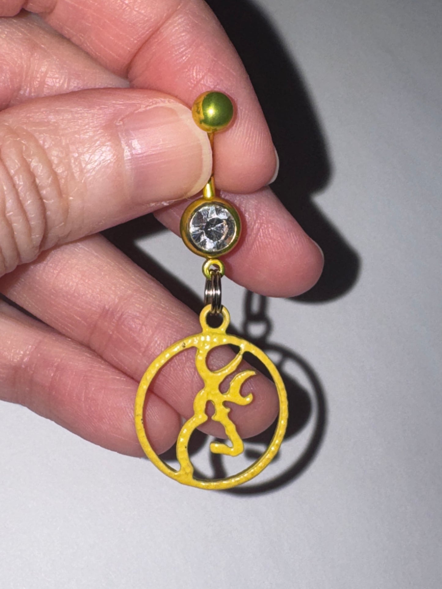 Yellow Titanium Browning Dangle Belly Ring