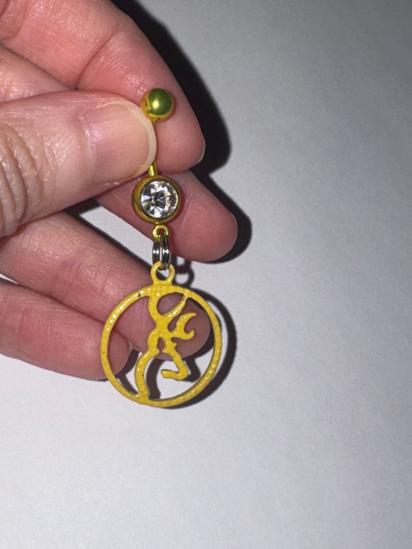 Yellow Titanium Browning Dangle Belly Ring
