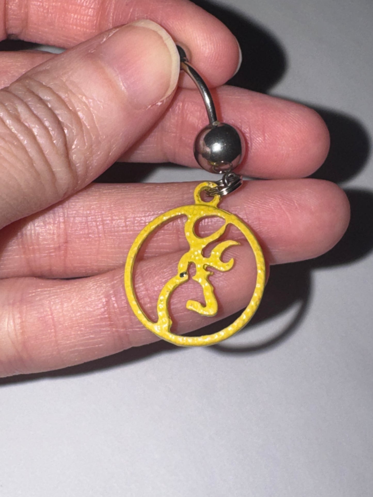 Yellow Titanium Browning Dangle Belly Ring