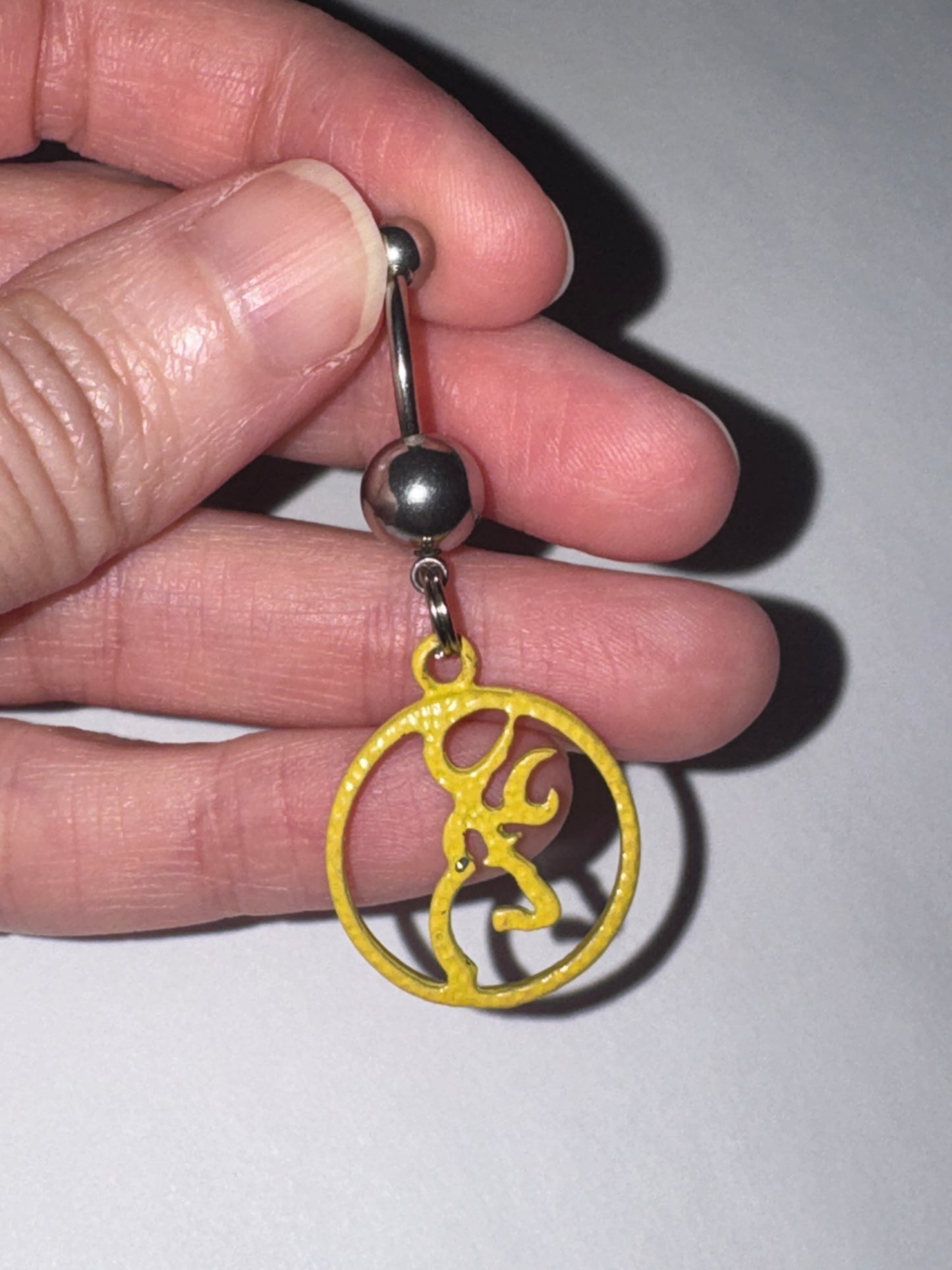 Yellow Titanium Browning Dangle Belly Ring