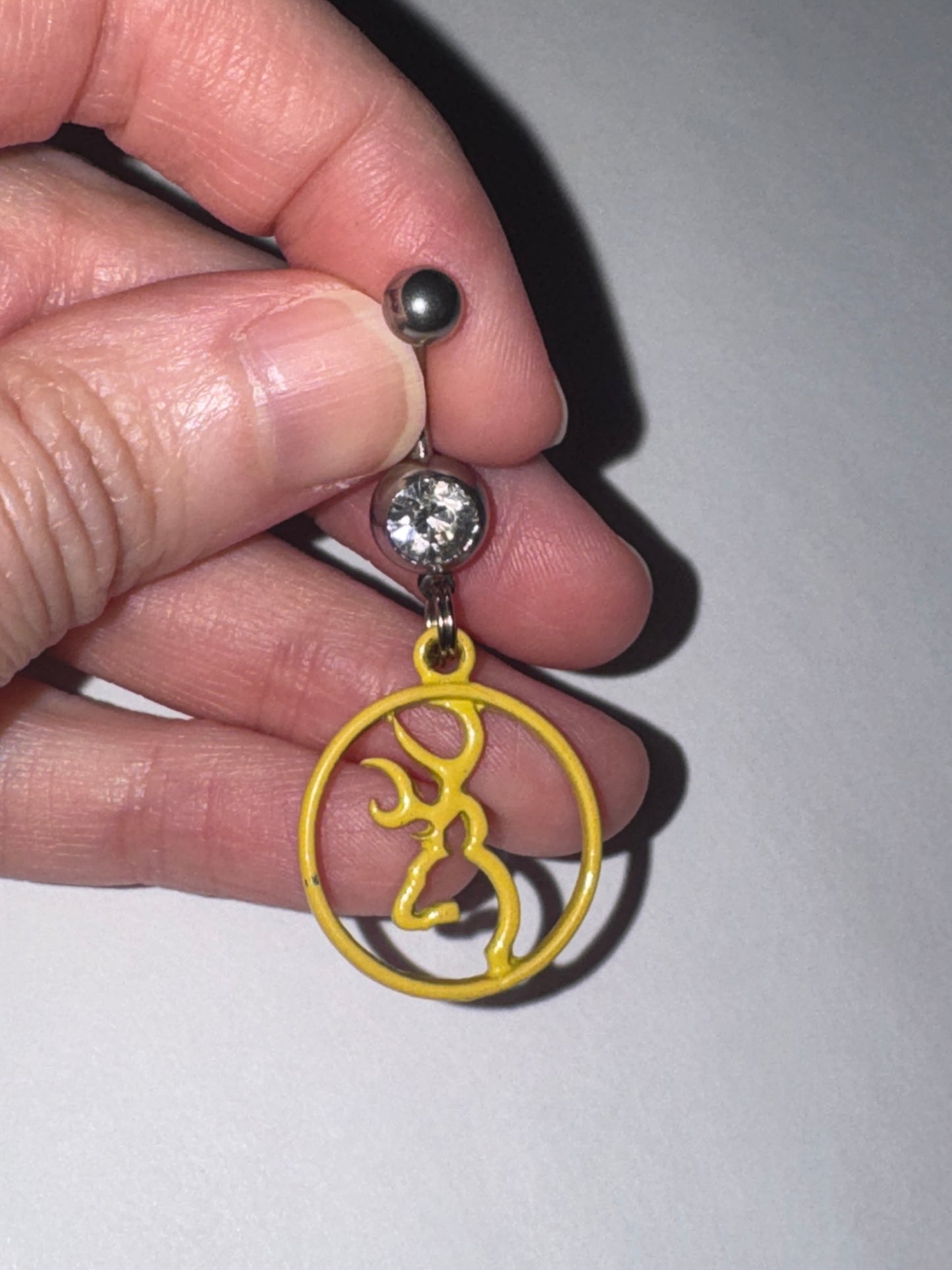 Yellow Titanium Browning Dangle Belly Ring