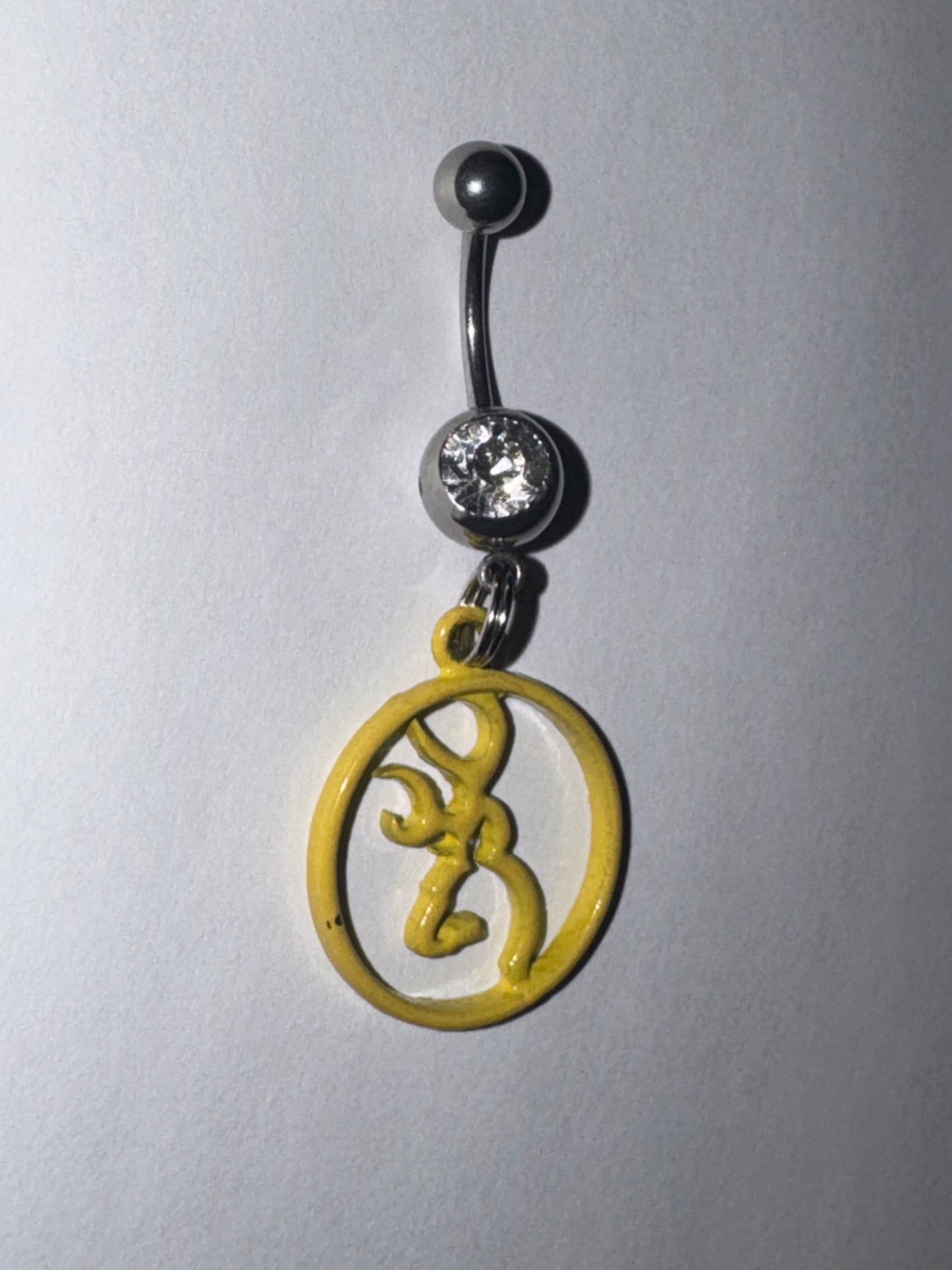 Yellow Titanium Browning Dangle Belly Ring