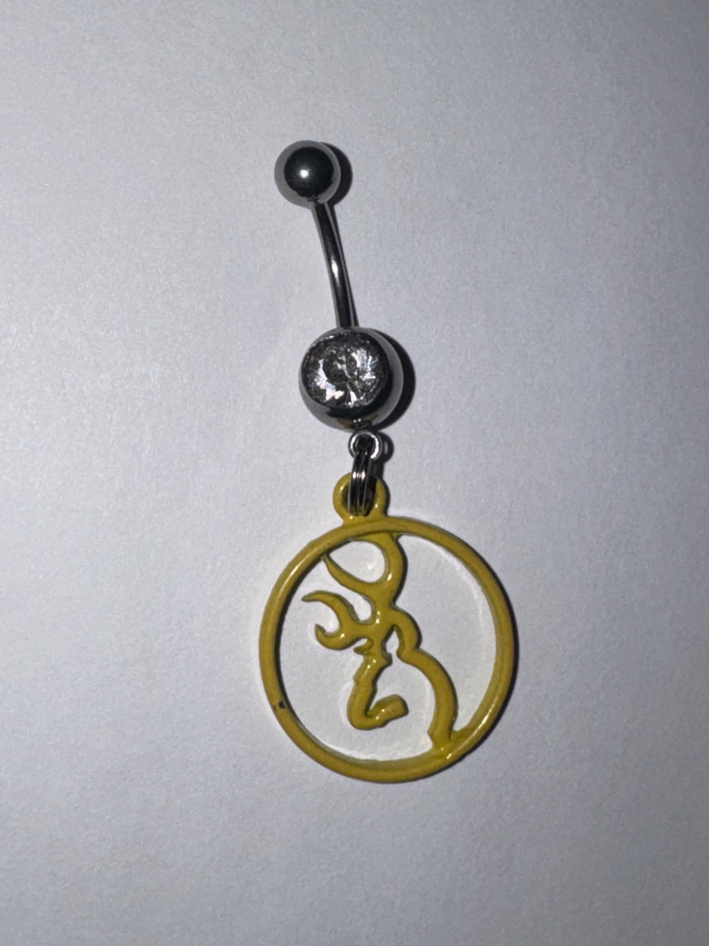 Yellow Titanium Browning Dangle Belly Ring