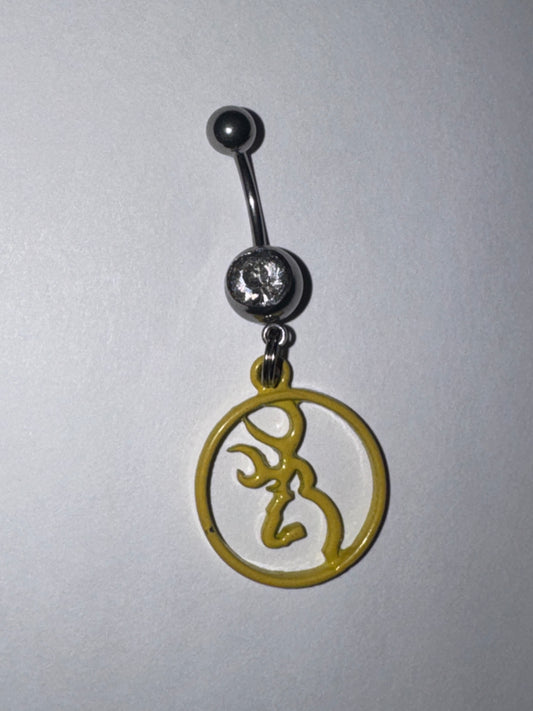Yellow Titanium Browning Dangle Belly Ring
