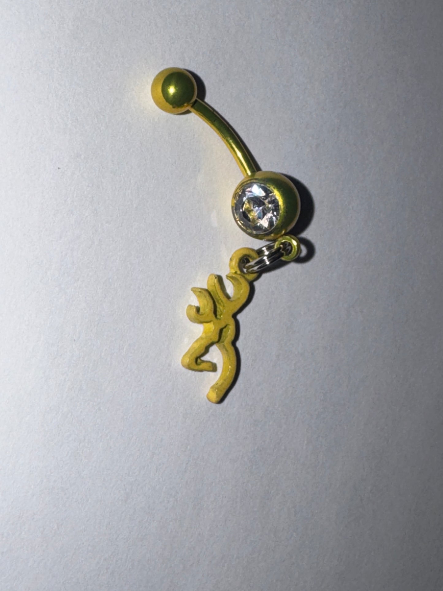 Yellow Titanium Browning Dangle Belly Ring