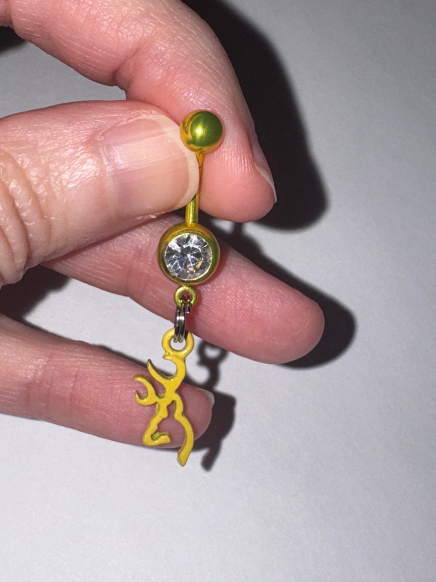 Yellow Titanium Browning Dangle Belly Ring