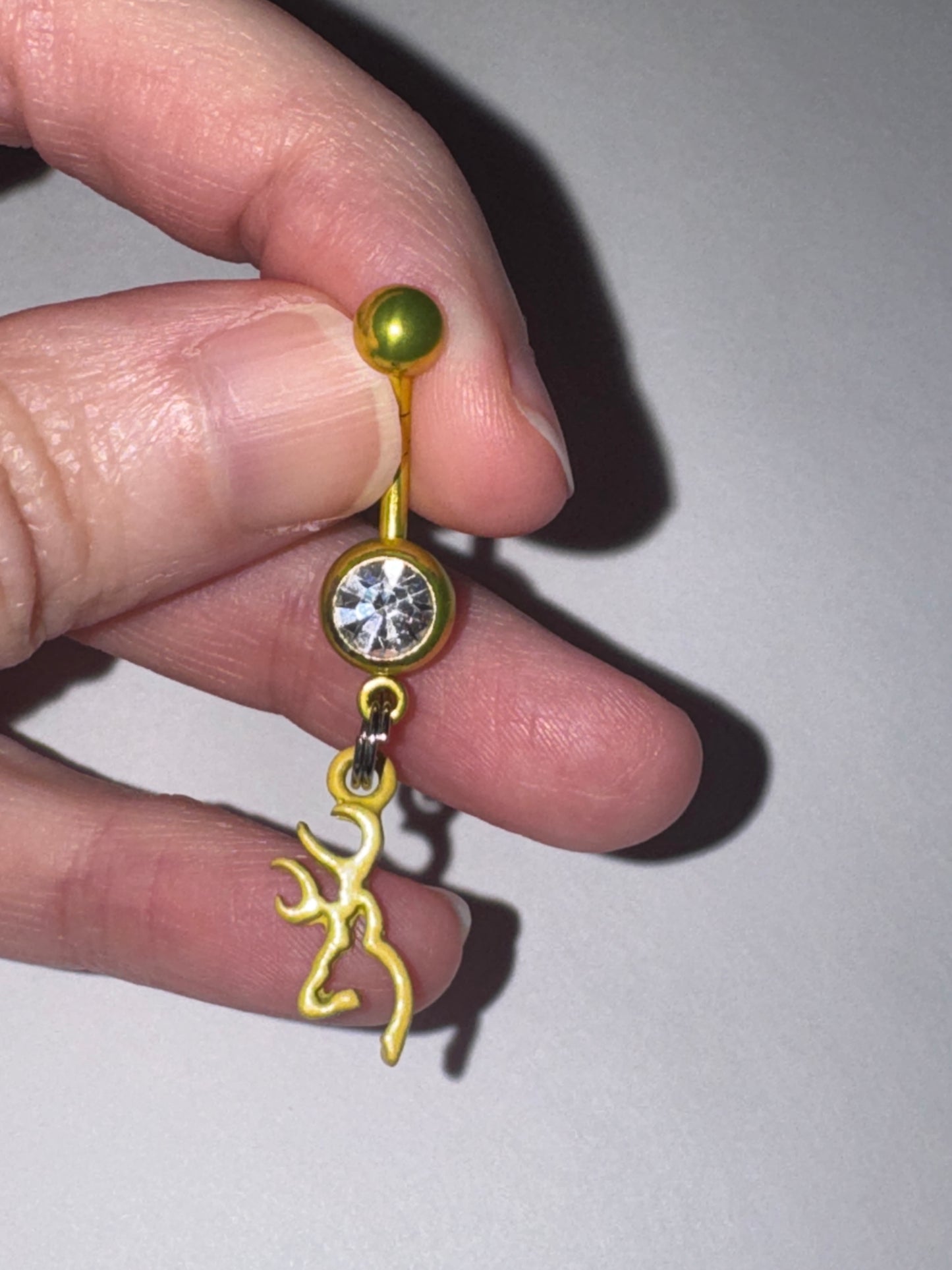 Yellow Titanium Browning Dangle Belly Ring