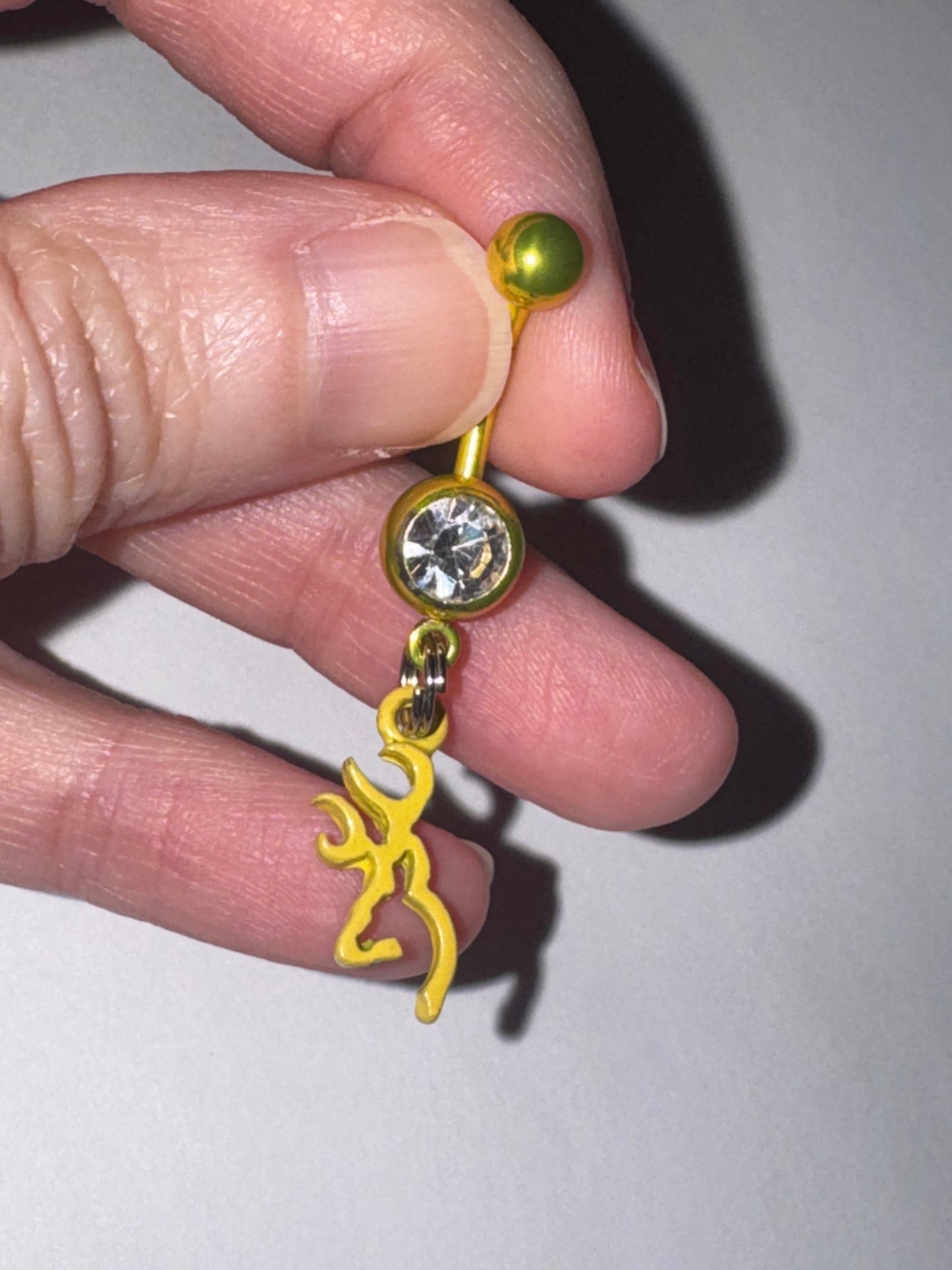 Yellow Titanium Browning Dangle Belly Ring