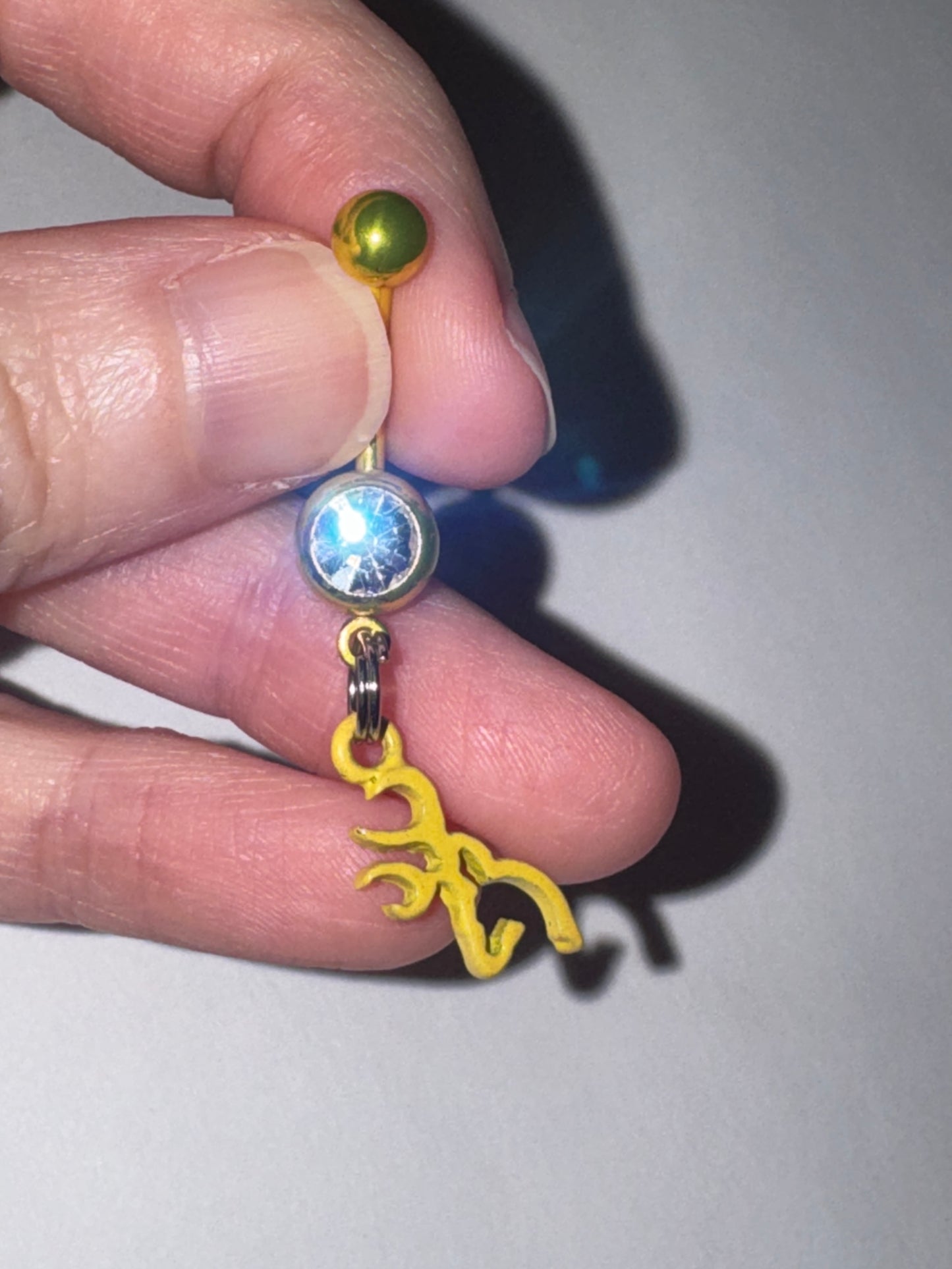 Yellow Titanium Browning Dangle Belly Ring