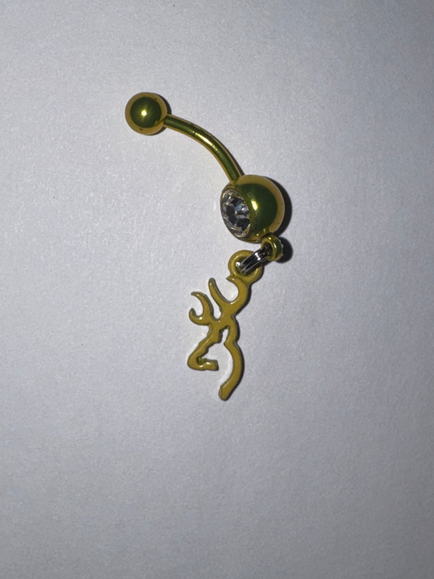 Yellow Titanium Browning Dangle Belly Ring