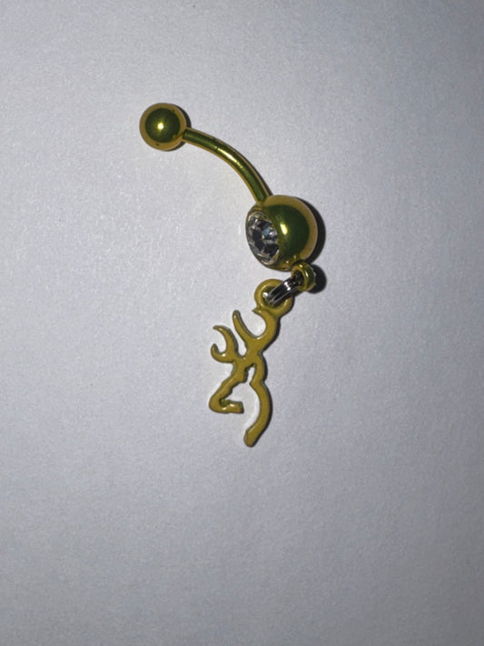 Yellow Titanium Browning Dangle Belly Ring