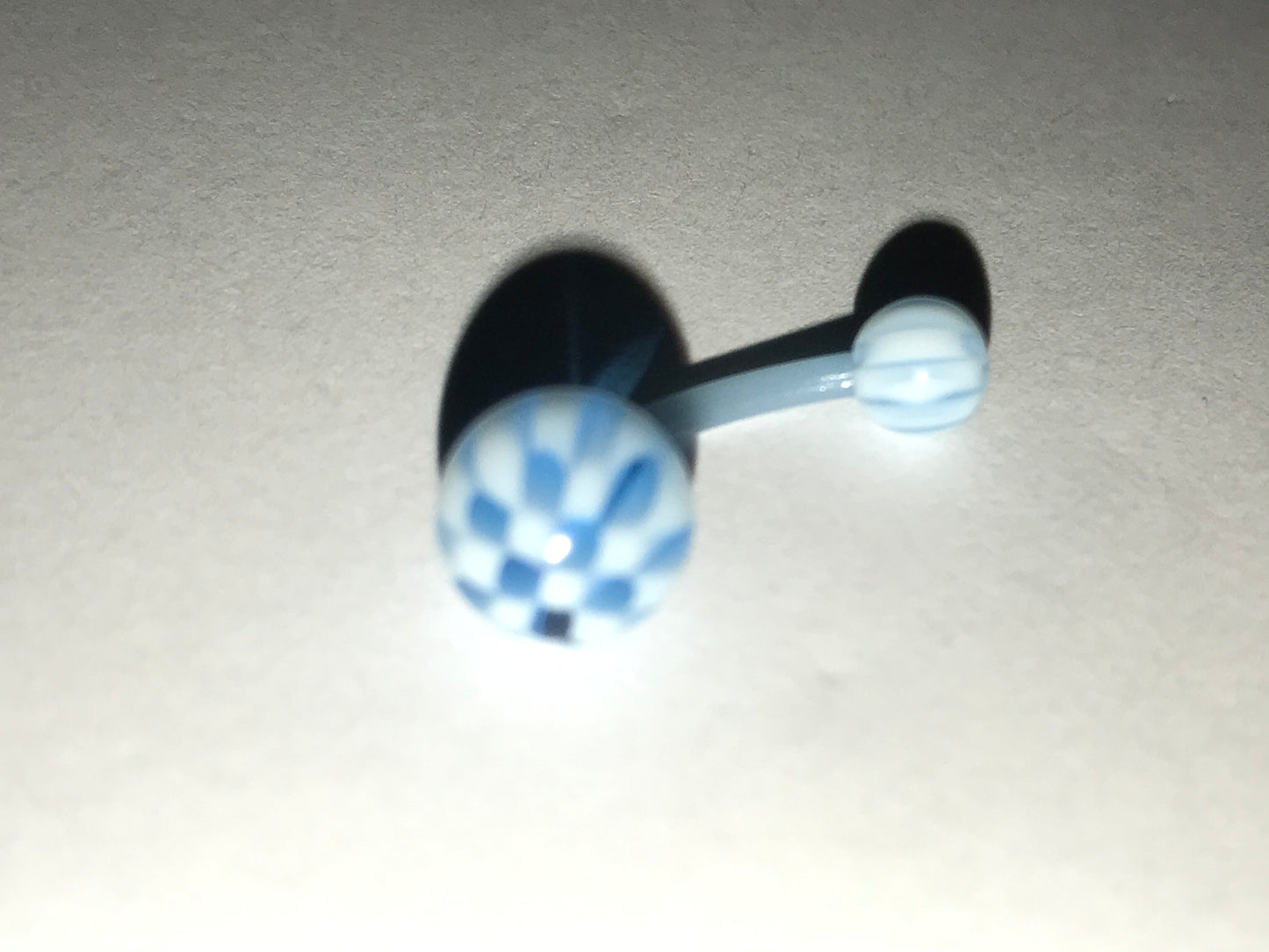 14 Gauge Blue and White Checkerboard Belly Ring