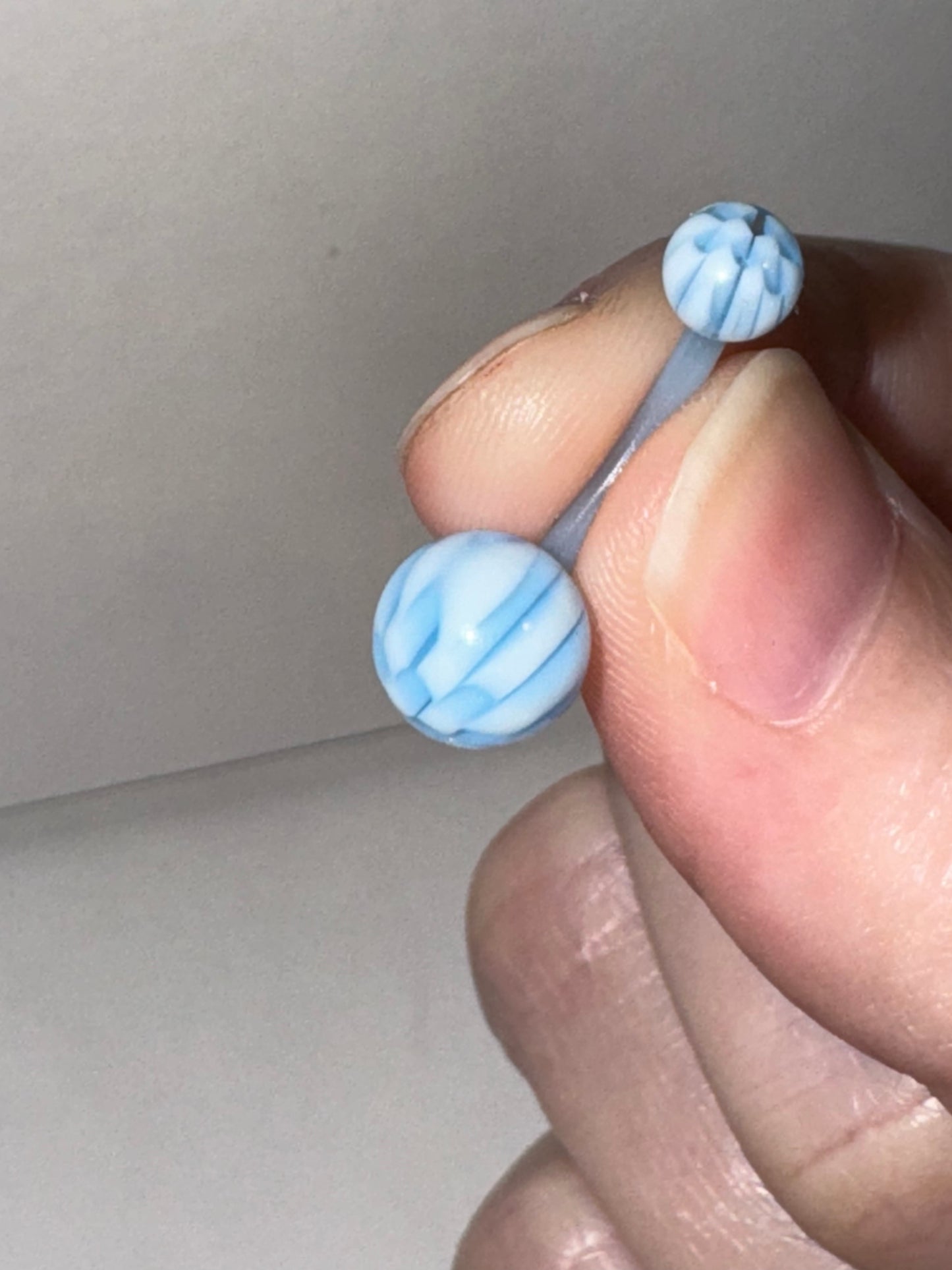 14 Gauge Blue and White Checkerboard Belly Ring