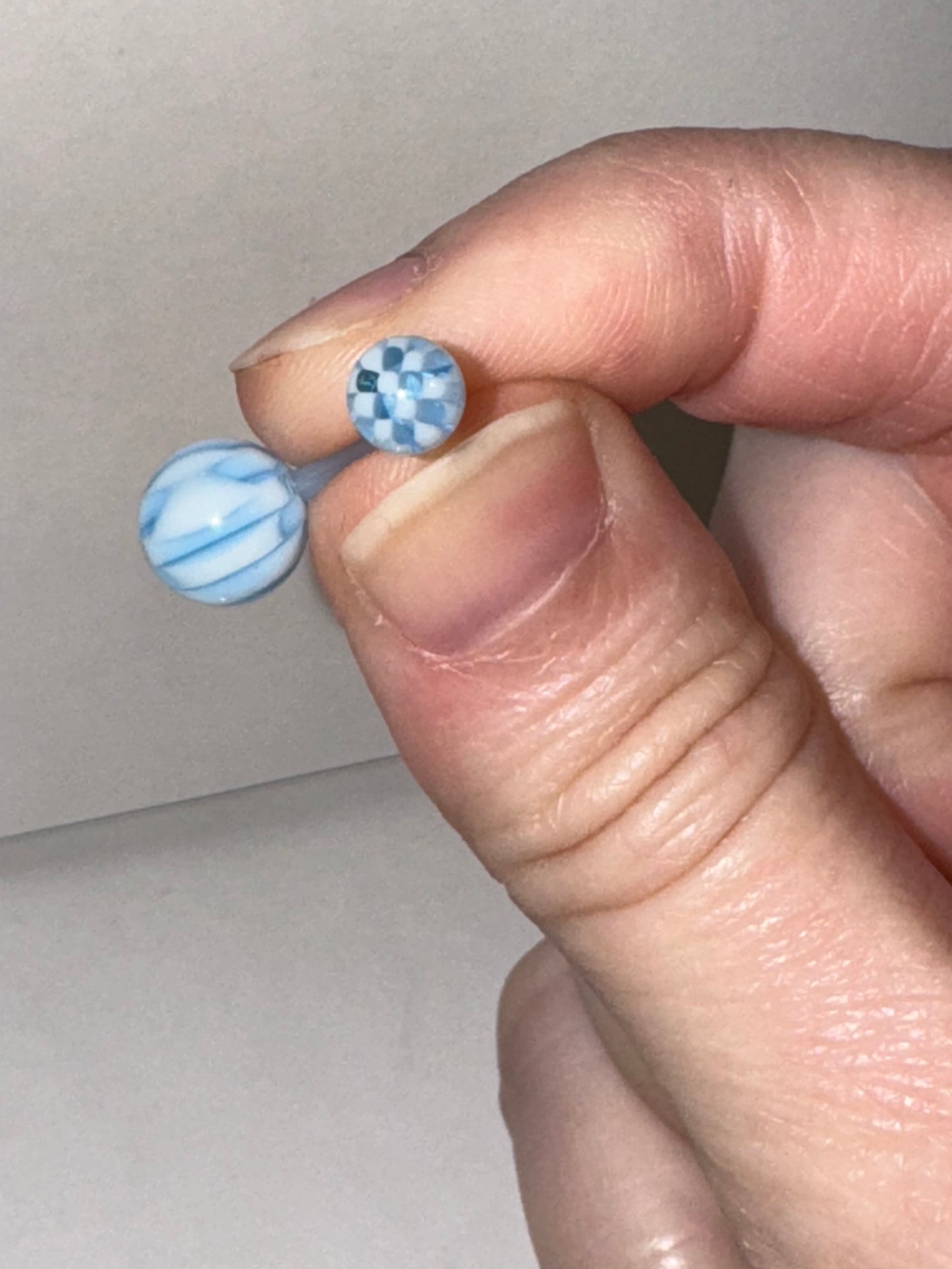 14 Gauge Blue and White Checkerboard Belly Ring