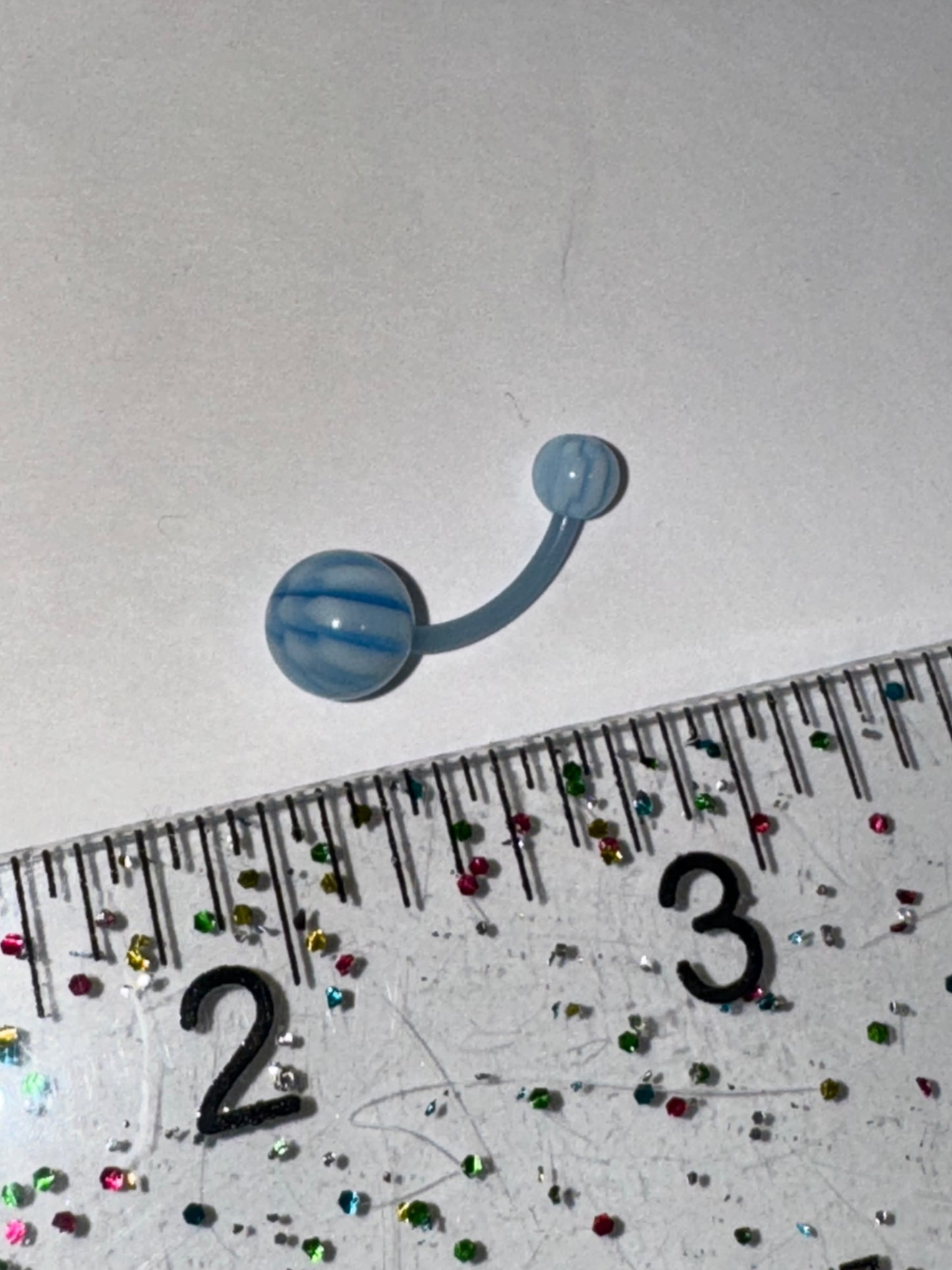 14 Gauge Blue and White Checkerboard Belly Ring