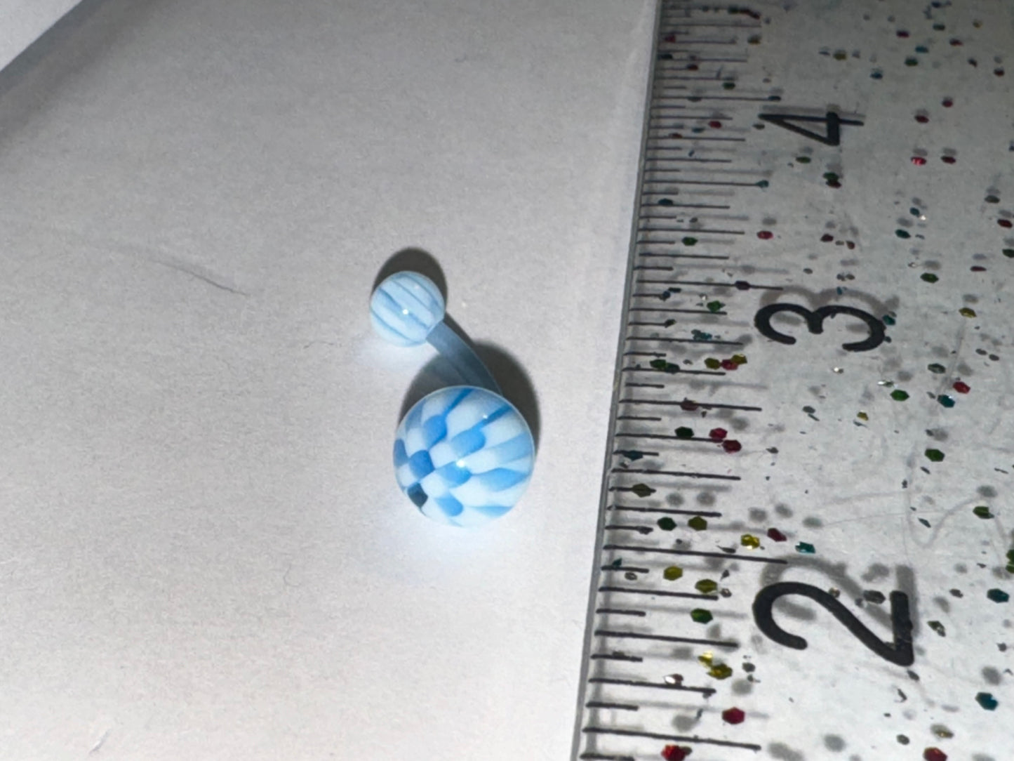 14 Gauge Blue and White Checkerboard Belly Ring