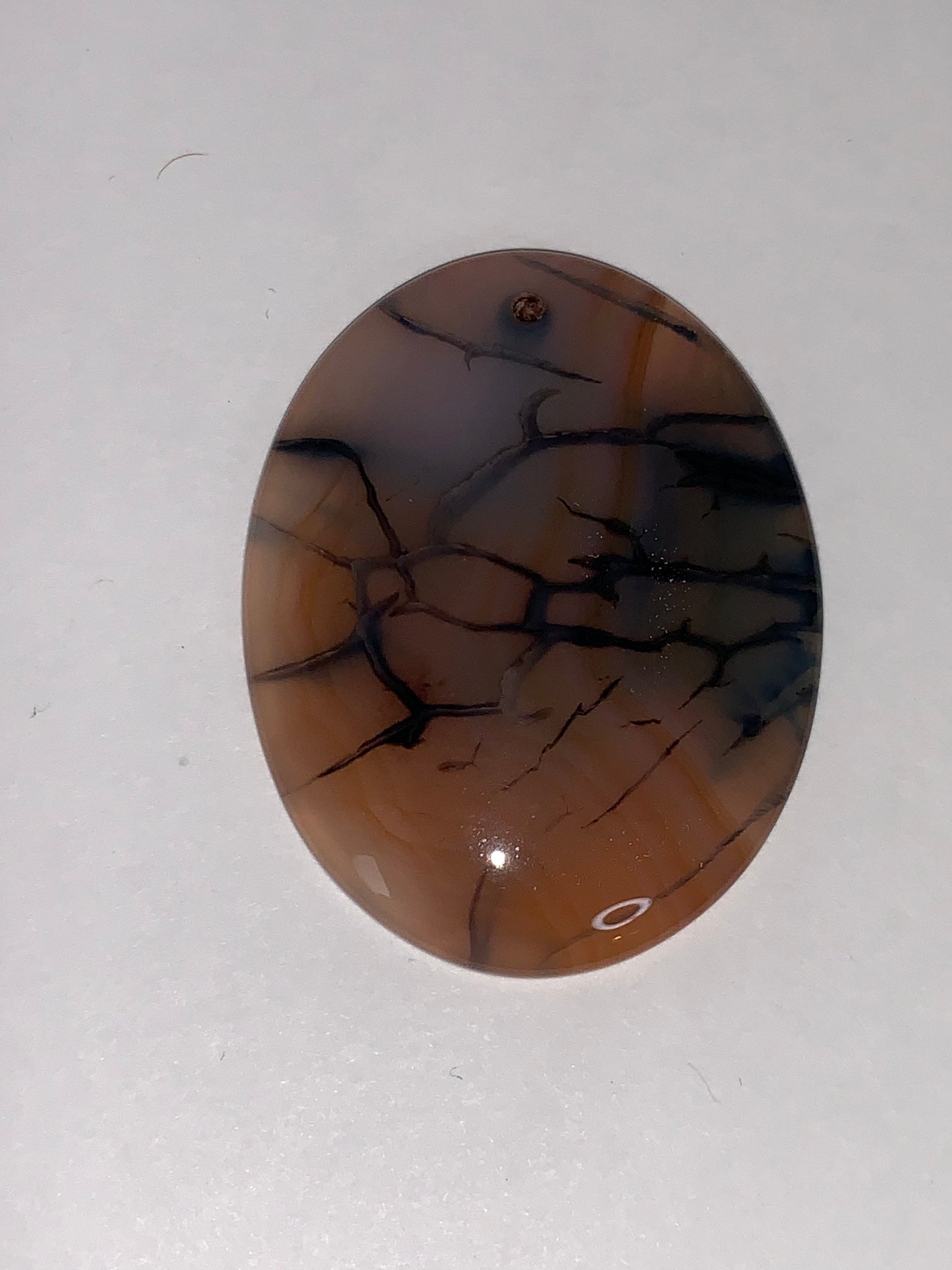 Oval Dragon Veins Agate Orange and Cream Focal Pendant