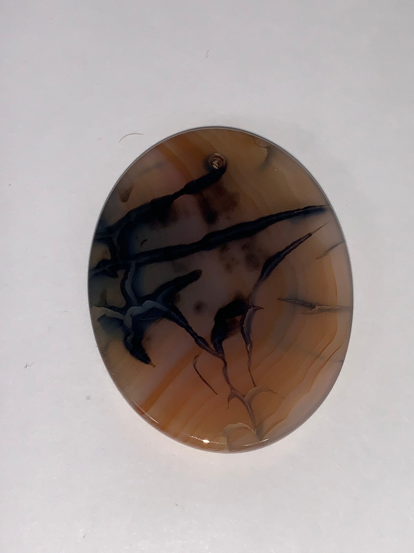 Oval Dragon Veins Agate Orange and Cream Focal Pendant