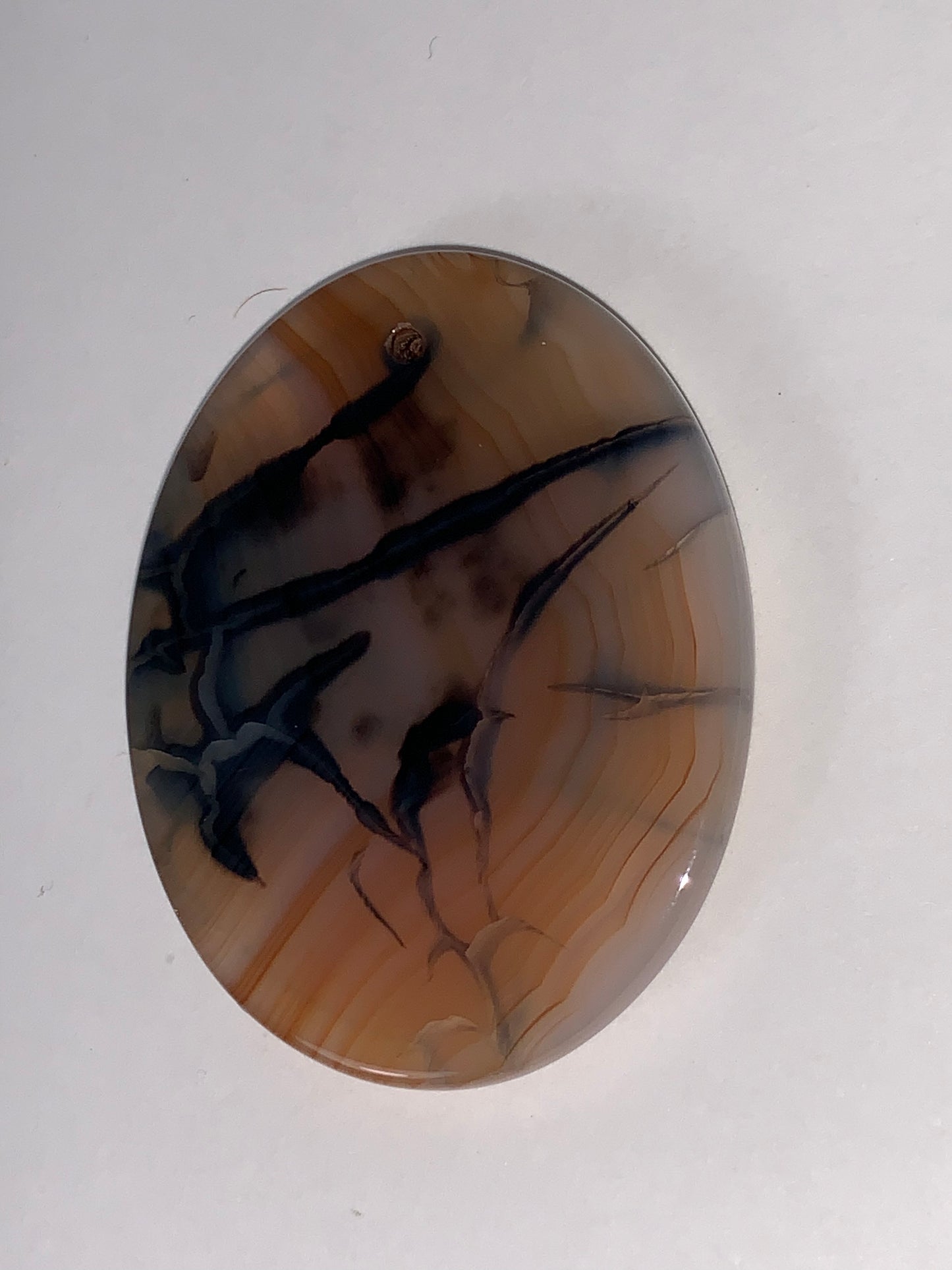 Oval Dragon Veins Agate Orange and Cream Focal Pendant
