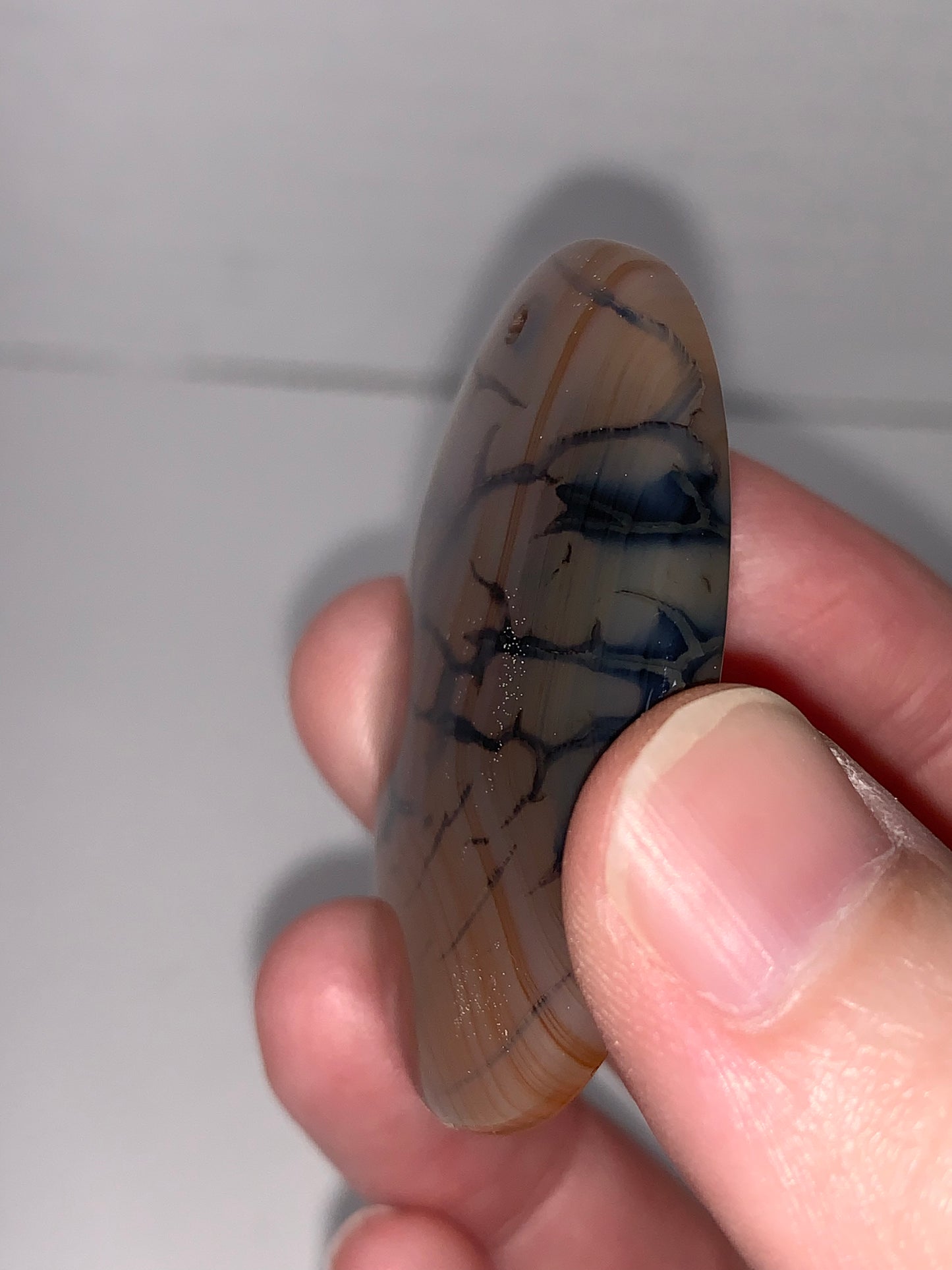 Oval Dragon Veins Agate Orange and Cream Focal Pendant