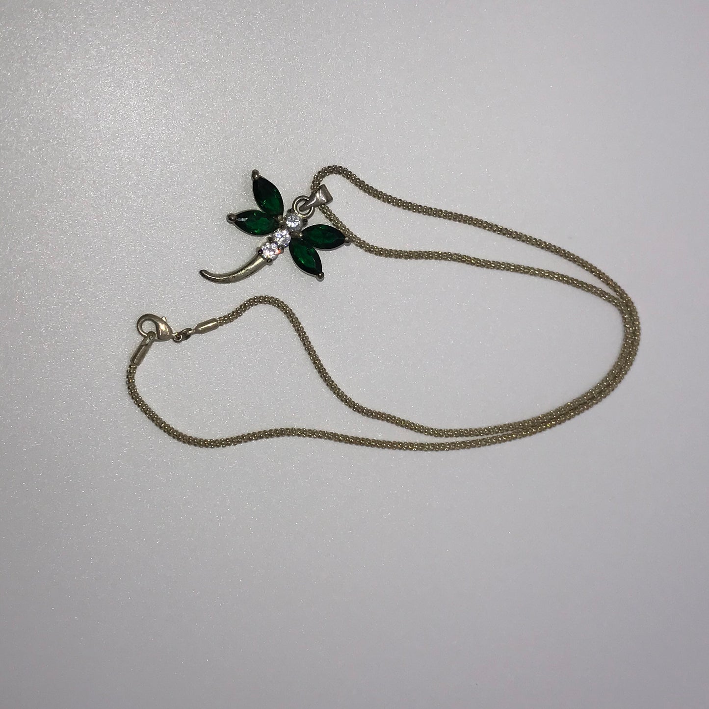 18" Silver Rope Chain Necklace with Dragonfly Pendant