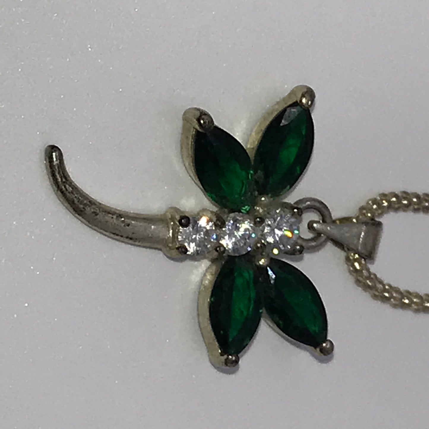 18" Silver Rope Chain Necklace with Dragonfly Pendant