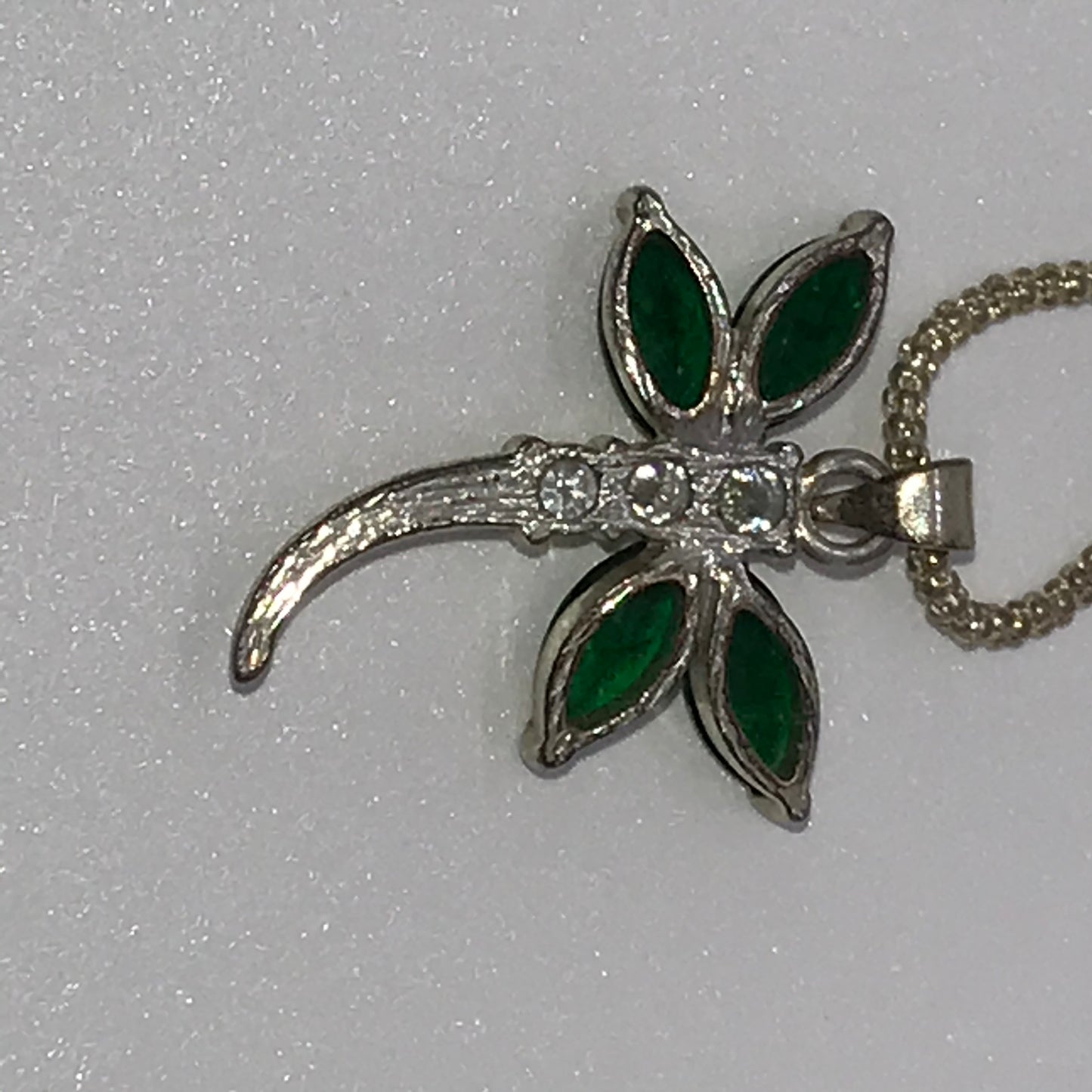 18" Silver Rope Chain Necklace with Dragonfly Pendant