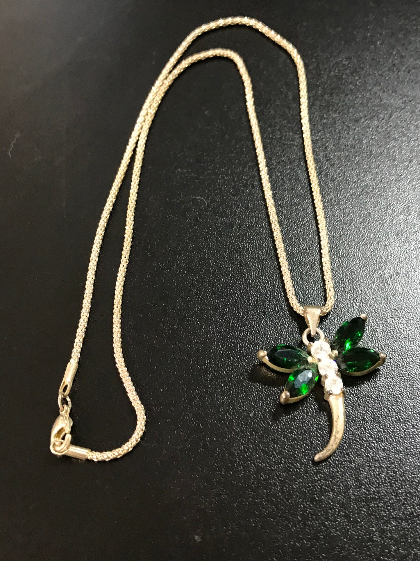 18" Silver Rope Chain Necklace with Dragonfly Pendant