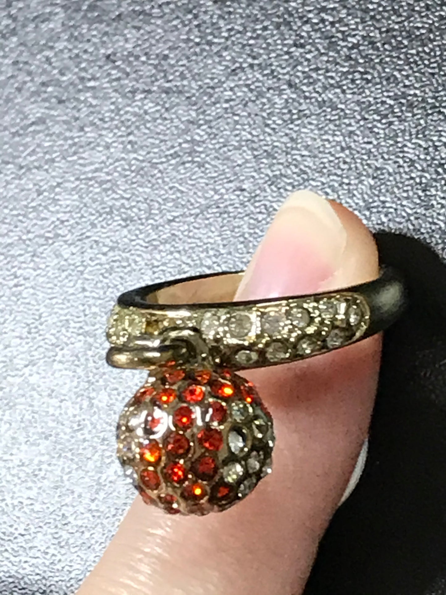 Gold Tone Ring with Rhinestones, size 7 1/2