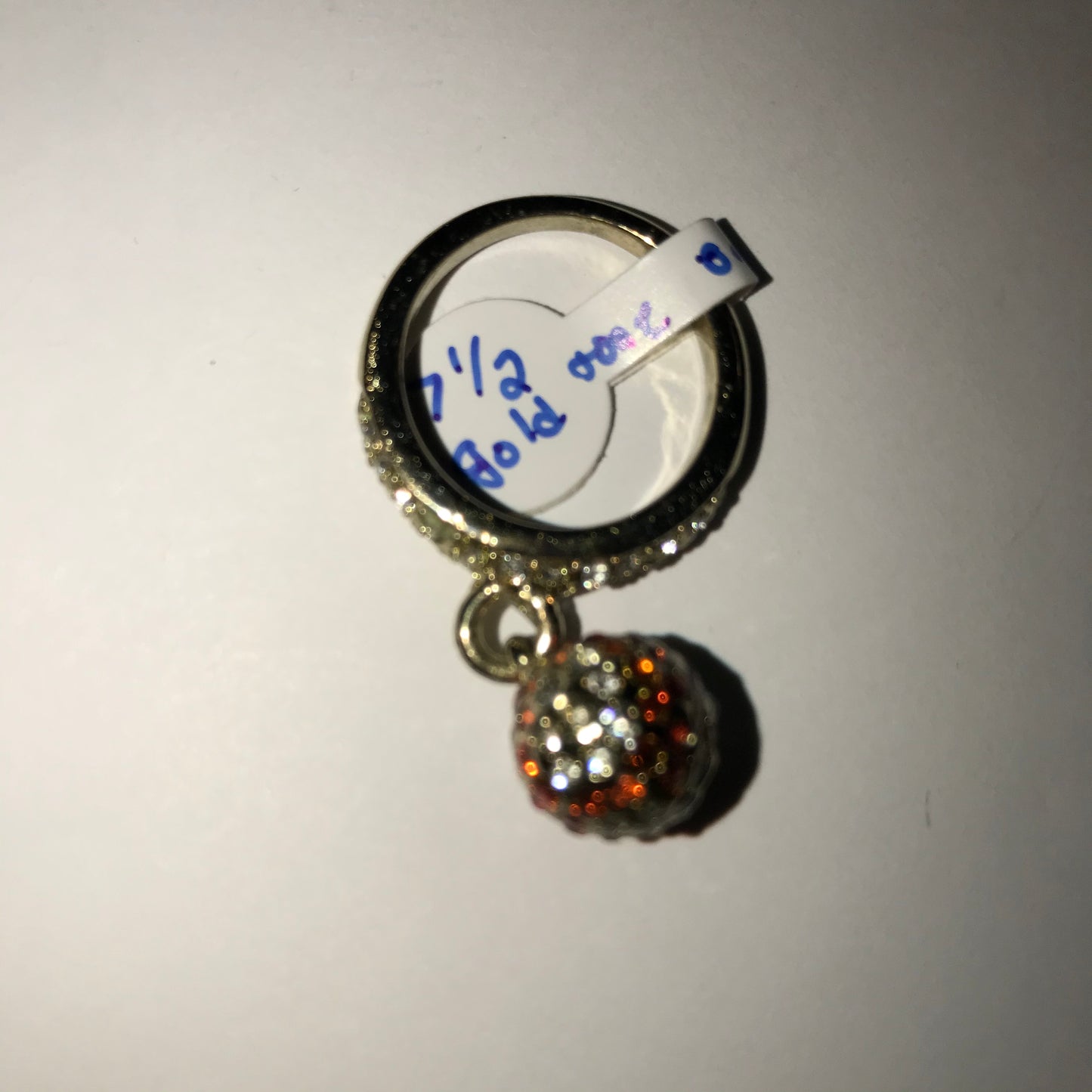 Gold Tone Ring with Rhinestones, size 7 1/2