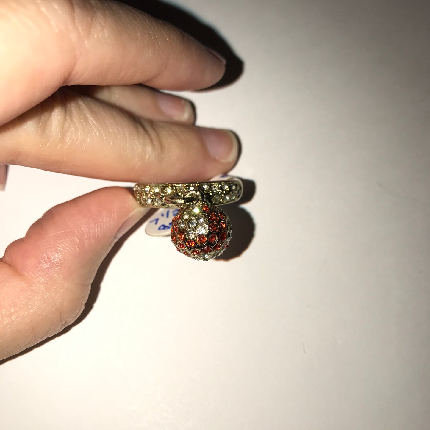 Gold Tone Ring with Rhinestones, size 7 1/2