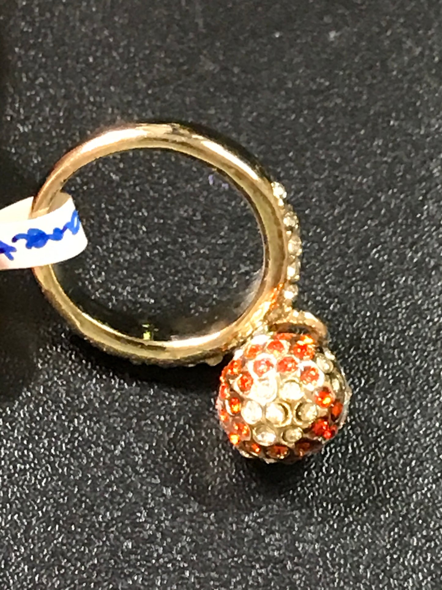Gold Tone Ring with Rhinestones, size 7 1/2