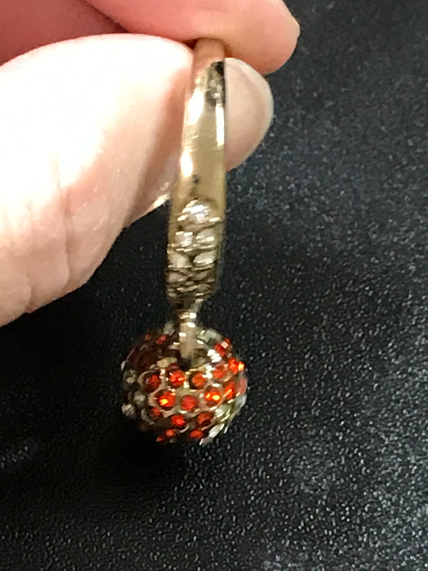 Gold Tone Ring with Rhinestones, size 7 1/2