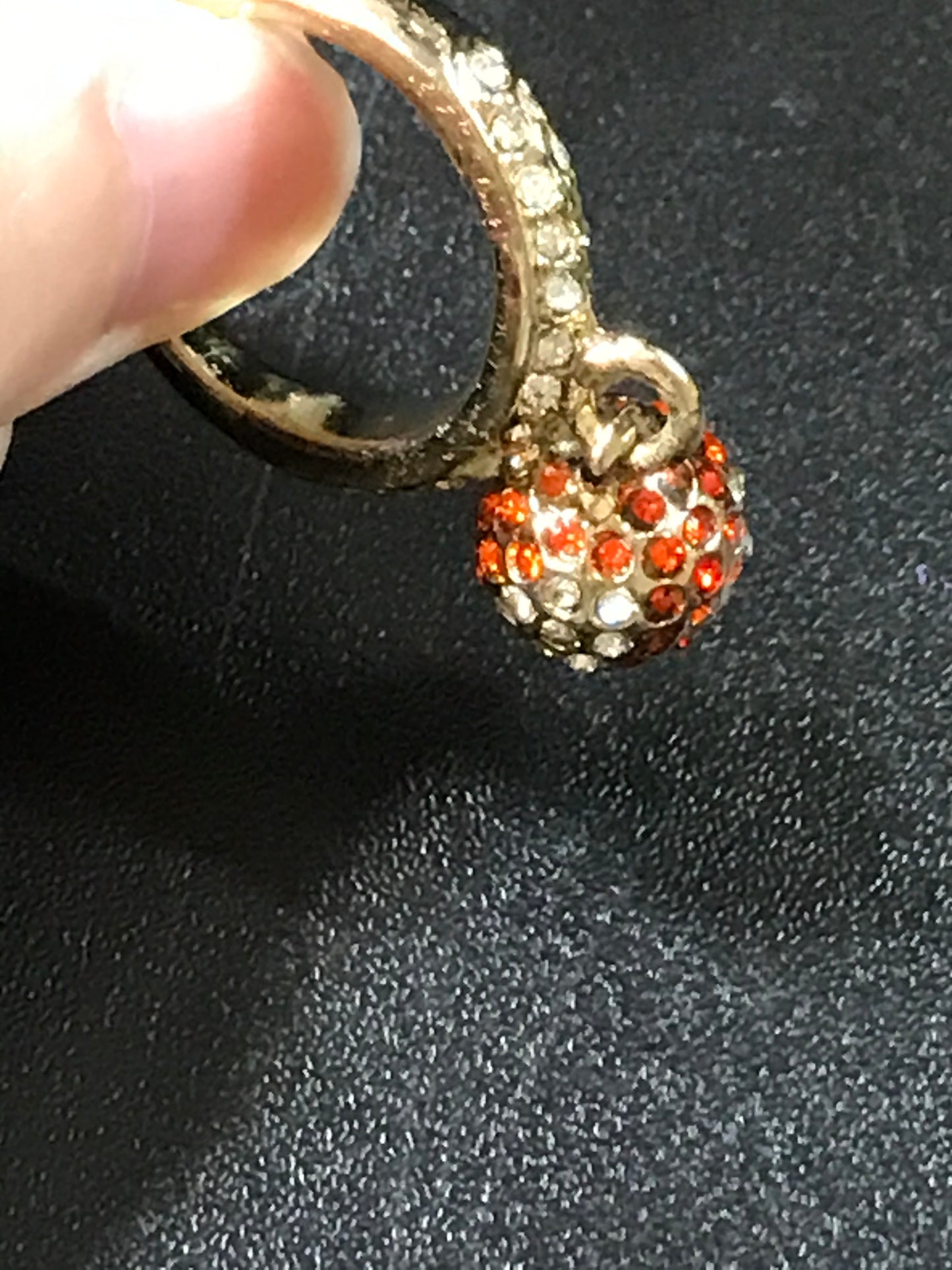 Gold Tone Ring with Rhinestones, size 7 1/2