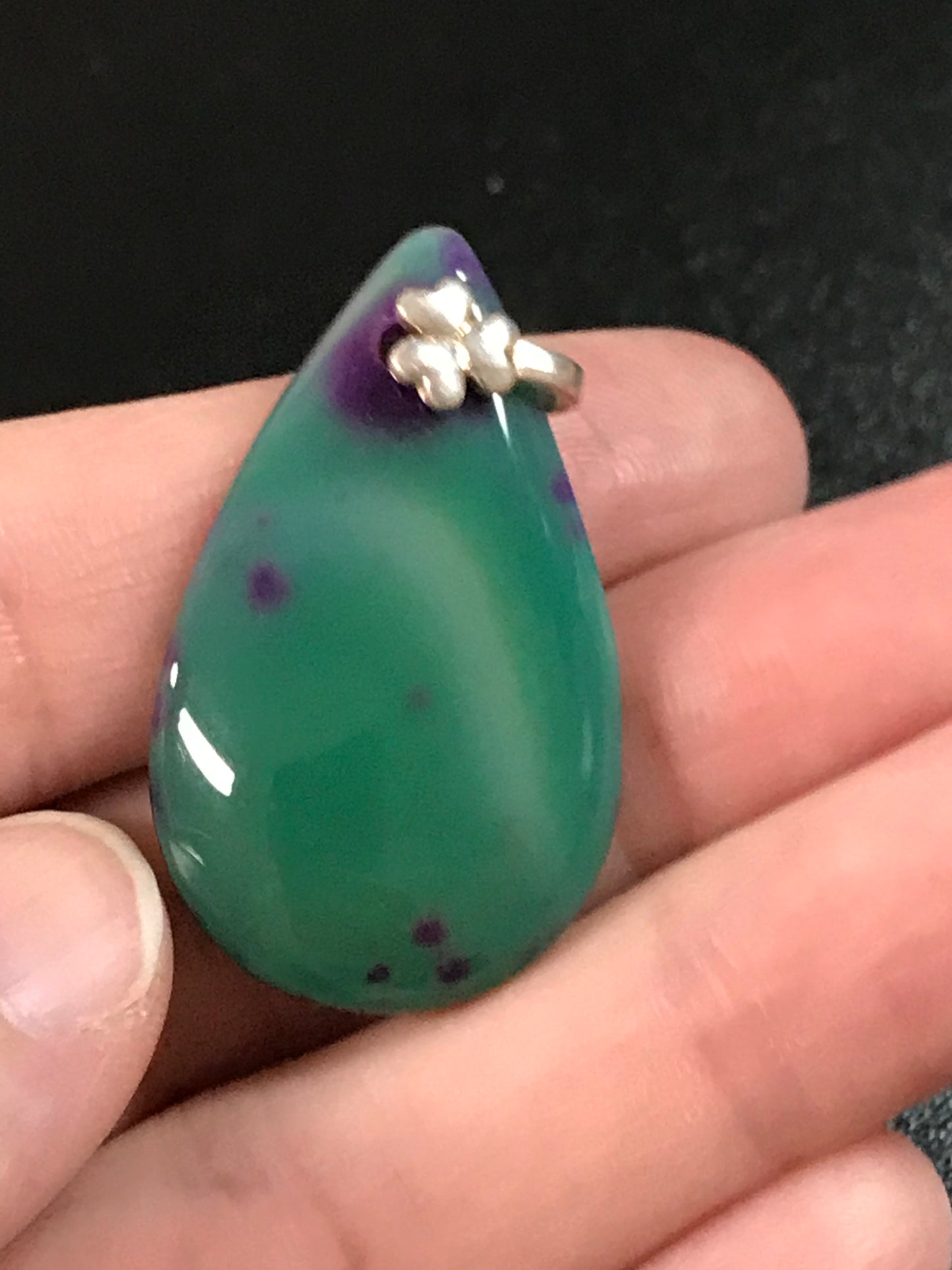 Green Agate Teardrop Pendant