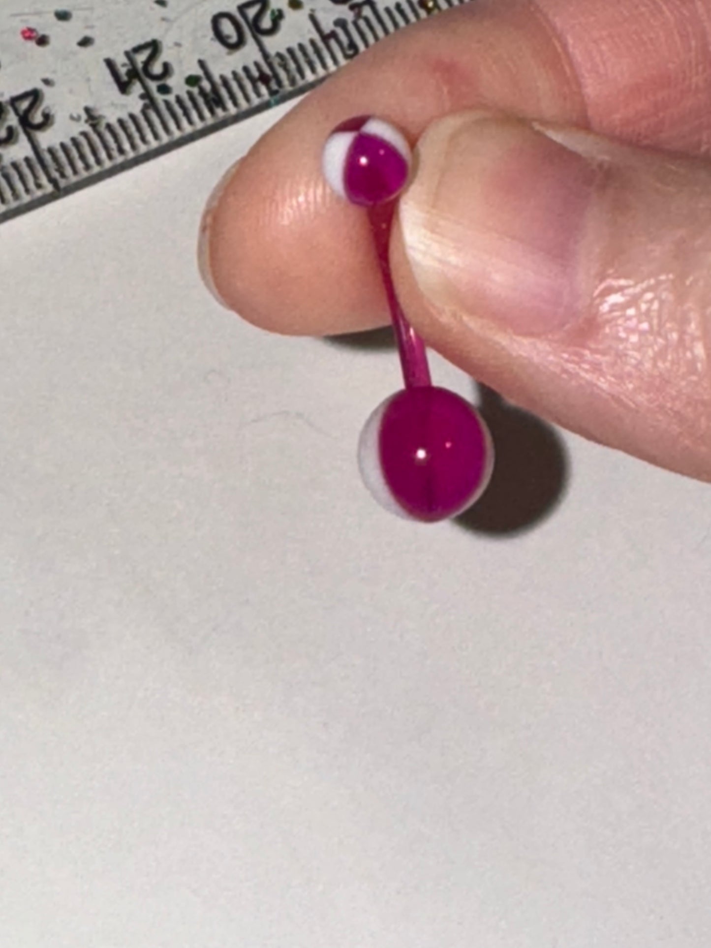 14 Gauge Purple and white Beach Ball Design Belly Ring
