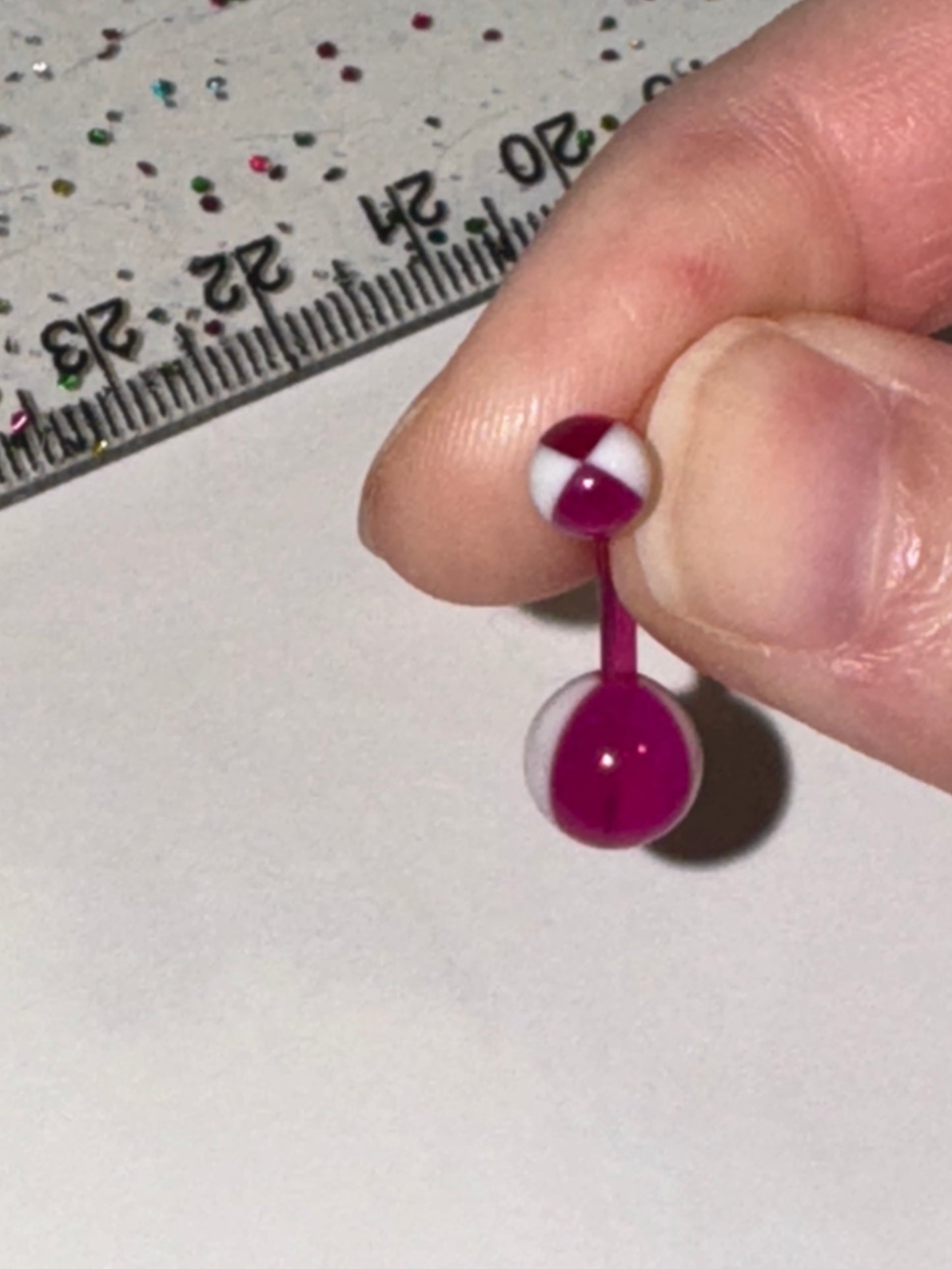 14 Gauge Purple and white Beach Ball Design Belly Ring