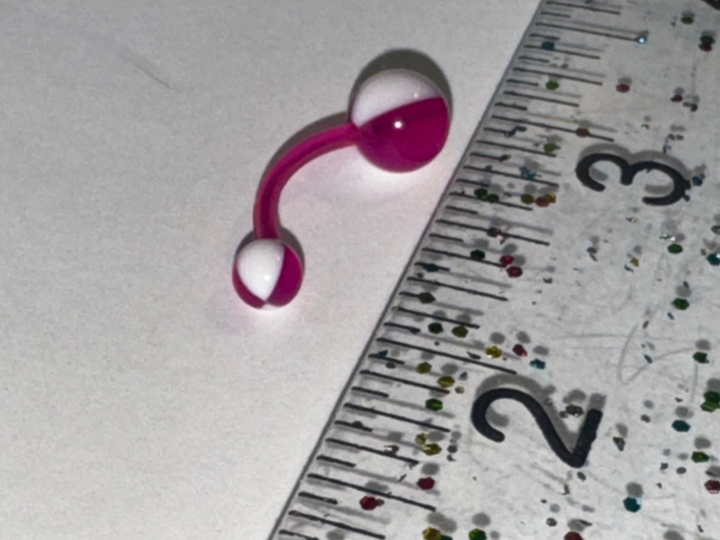 14 Gauge Purple and white Beach Ball Design Belly Ring