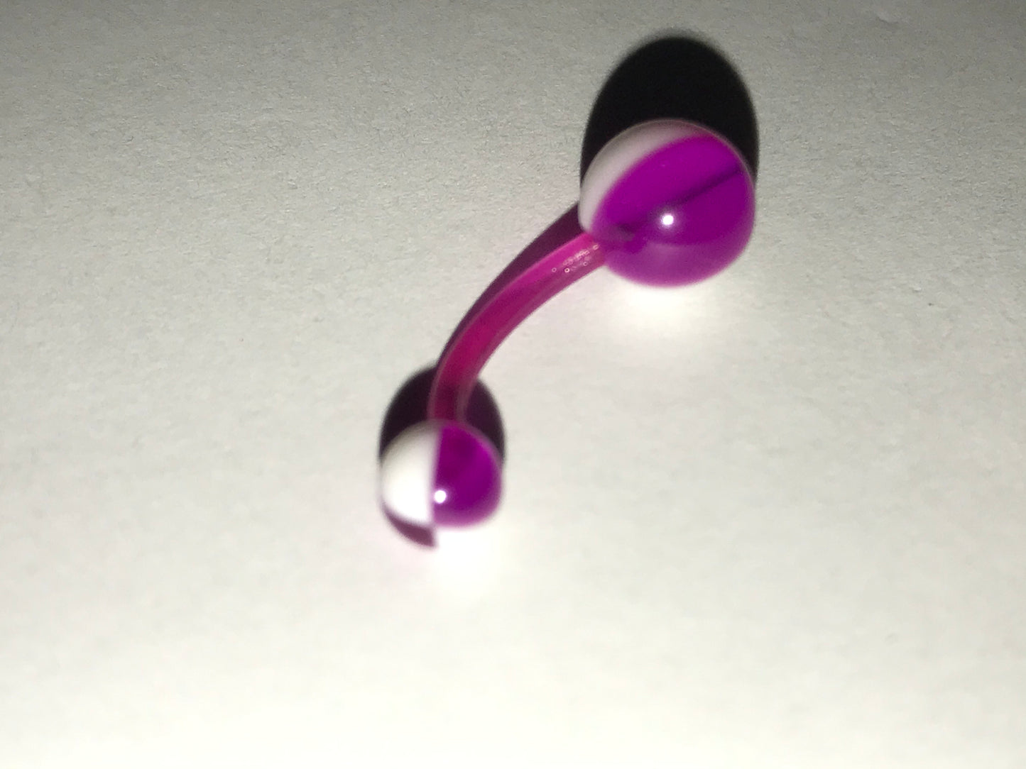 14 Gauge Purple and white Beach Ball Design Belly Ring