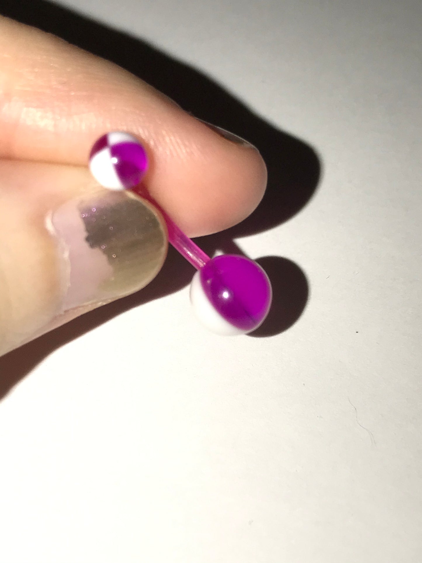 14 Gauge Purple and white Beach Ball Design Belly Ring