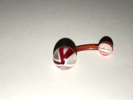 14 Gauge Red and white Abstract Belly Ring