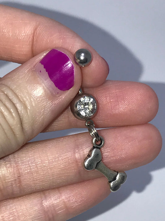 Dog Bone Dangle Belly Ring