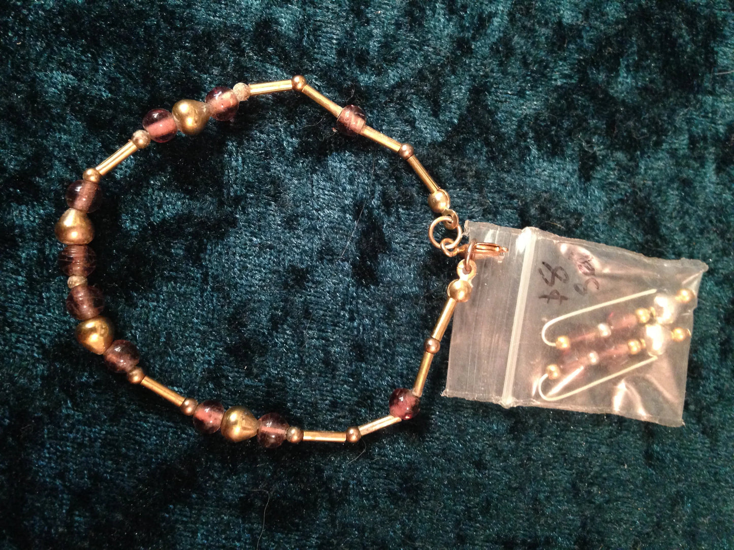 7" long Amethyst bracelet and earrings set