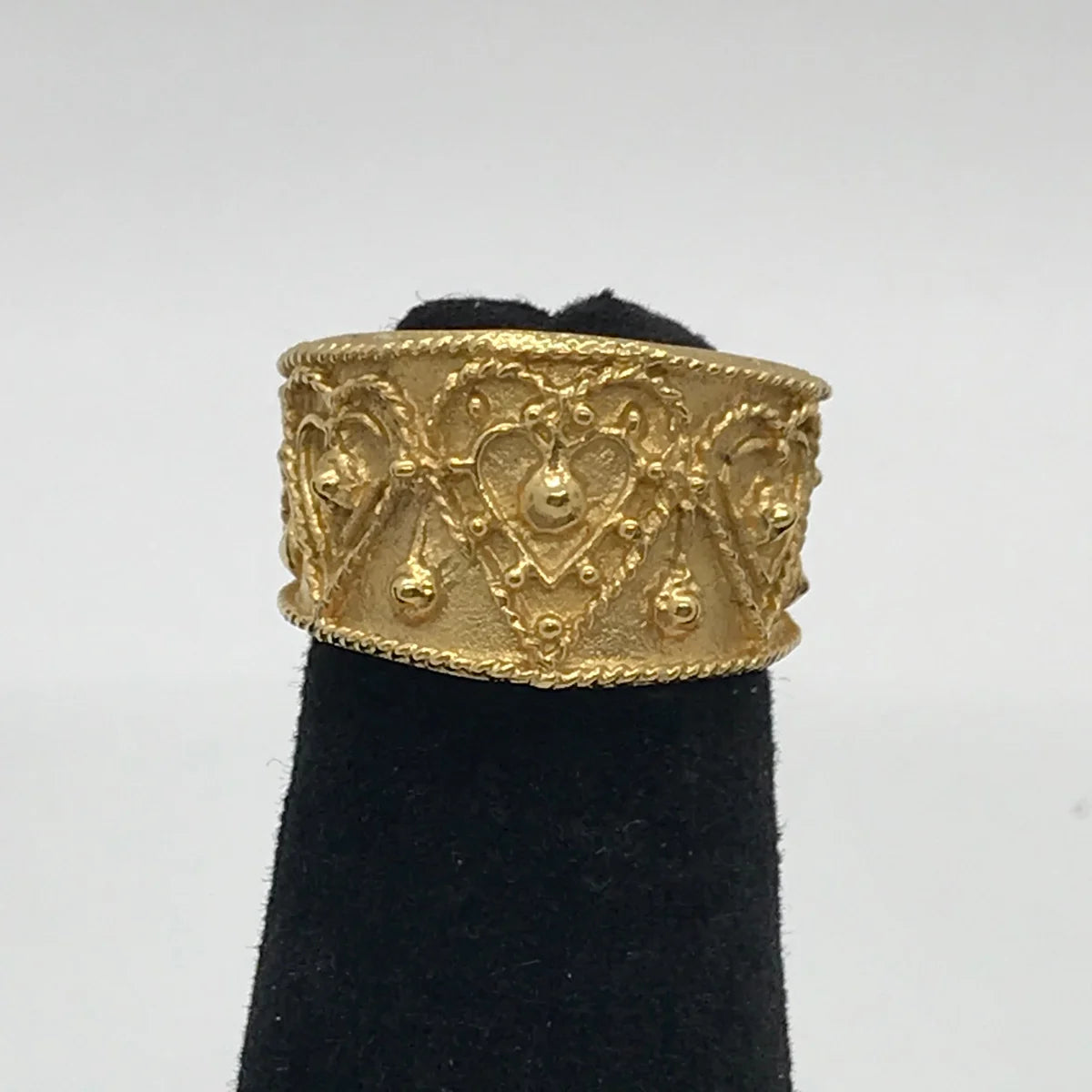 14 kt Gp Heart Design Ring, Size 4 3/4