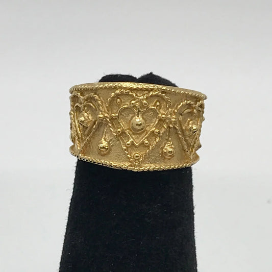 14 kt Gp Heart Design Ring, Size 4 3/4