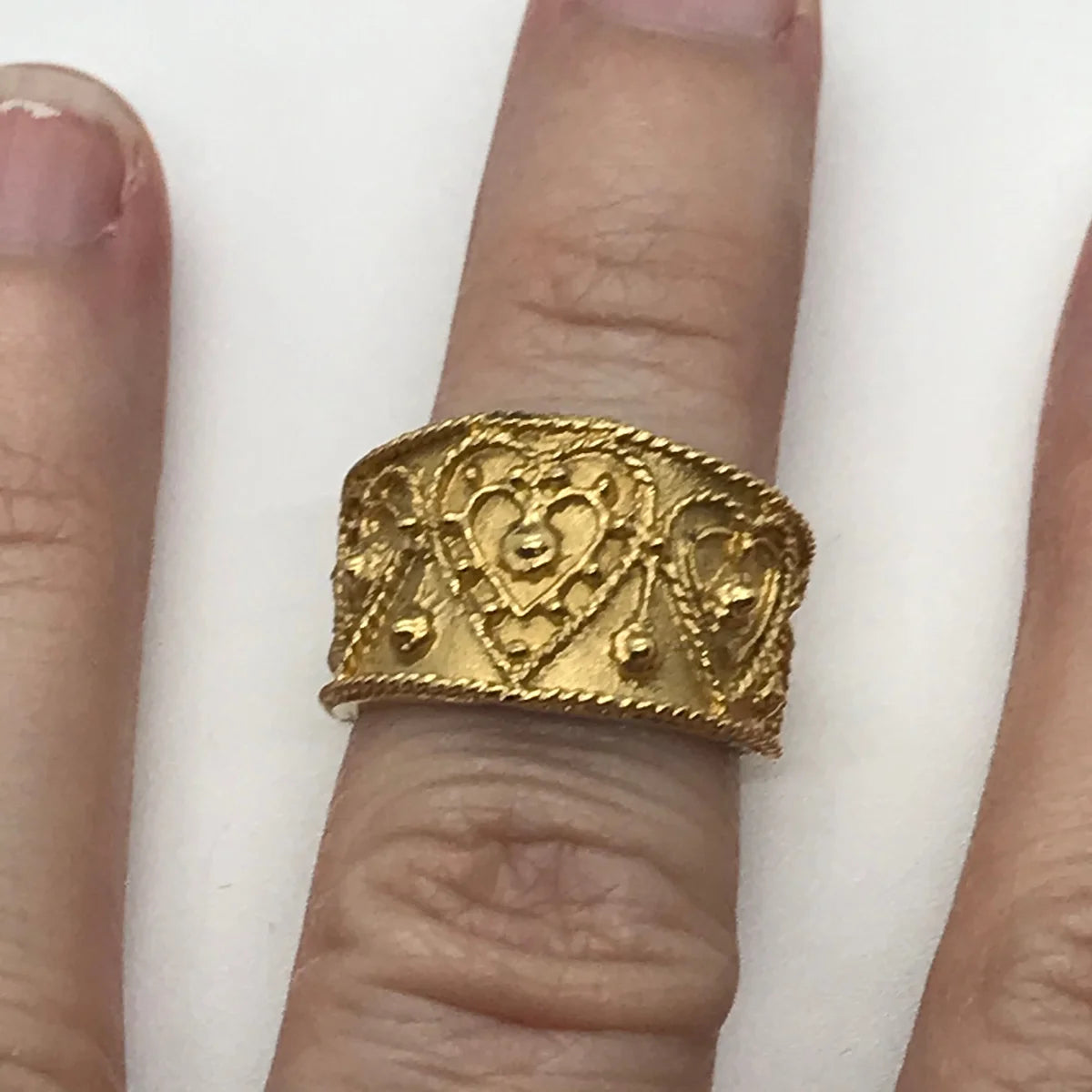 14 kt Gp Heart Design Ring, Size 4 3/4