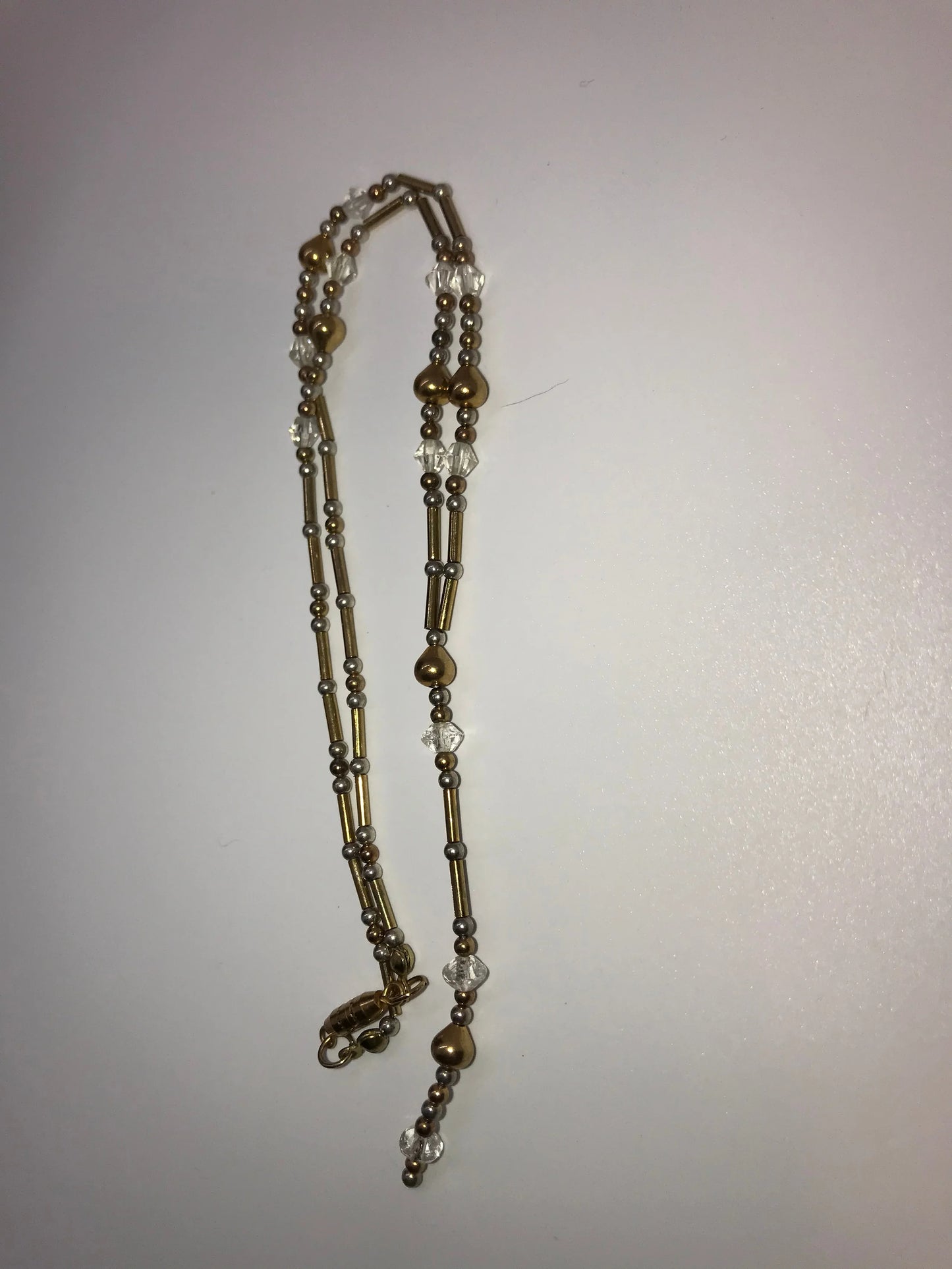 15 1/2" Gold and Clear Y-Shaped Beaded Necklace